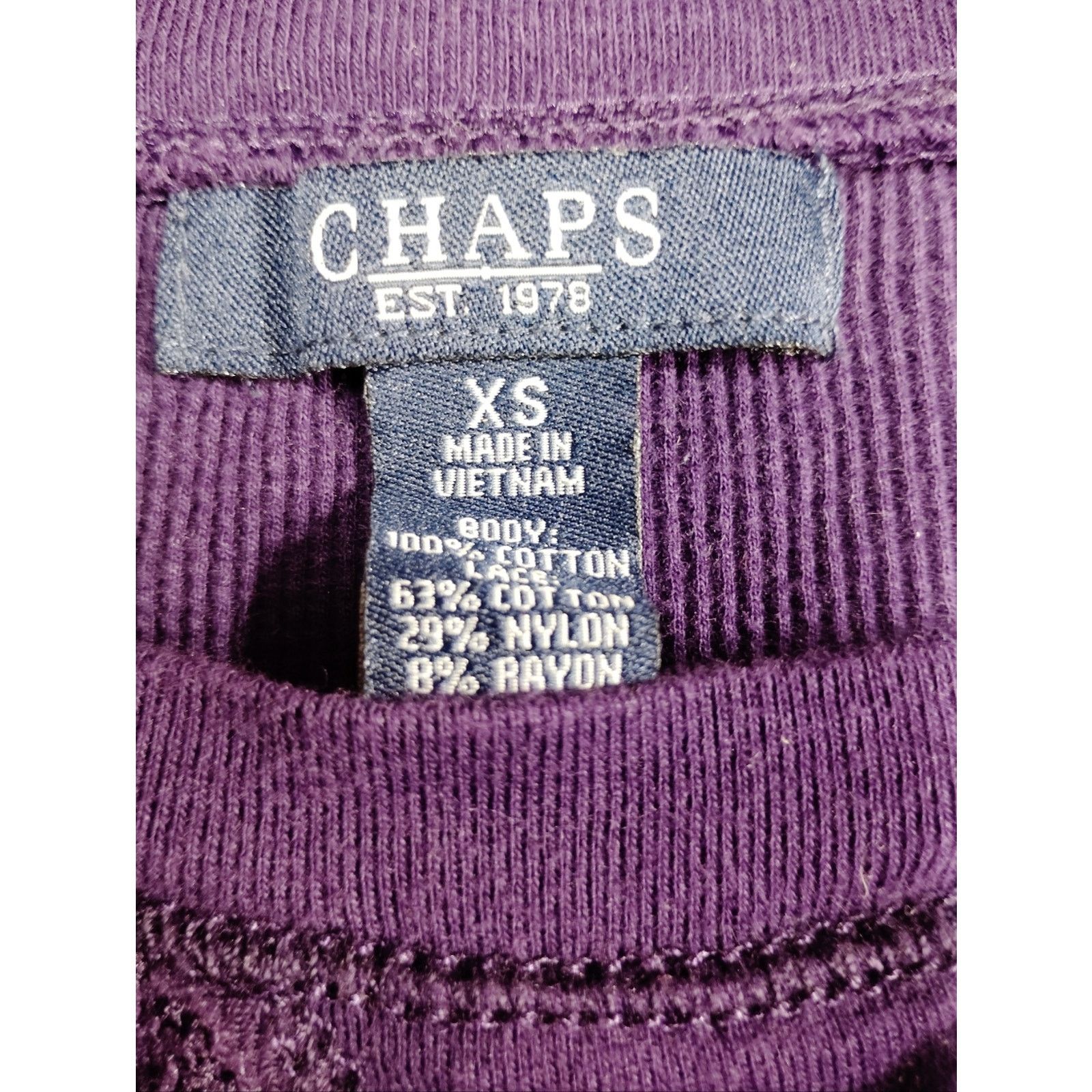 Chaps Chaps Purple Lace-Front Knit Pullover Size XS / US 0-2 / IT 36-38 - 3 Thumbnail