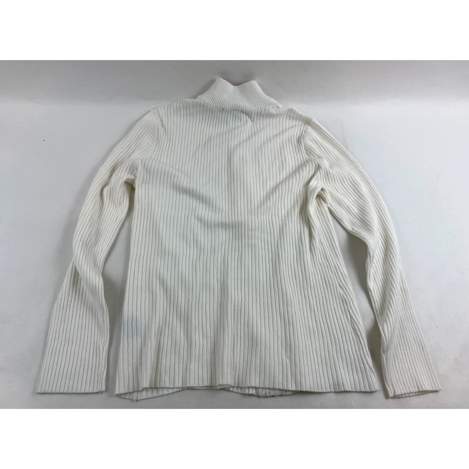 Vintage Belldini Sweater Women's Plus Size 1X Cream Full Zip Ribbed NWD Modern Fall Winter 1X Ivory Womens Size XL / US 12-14 / IT 48-50 - 2 Thumbnail