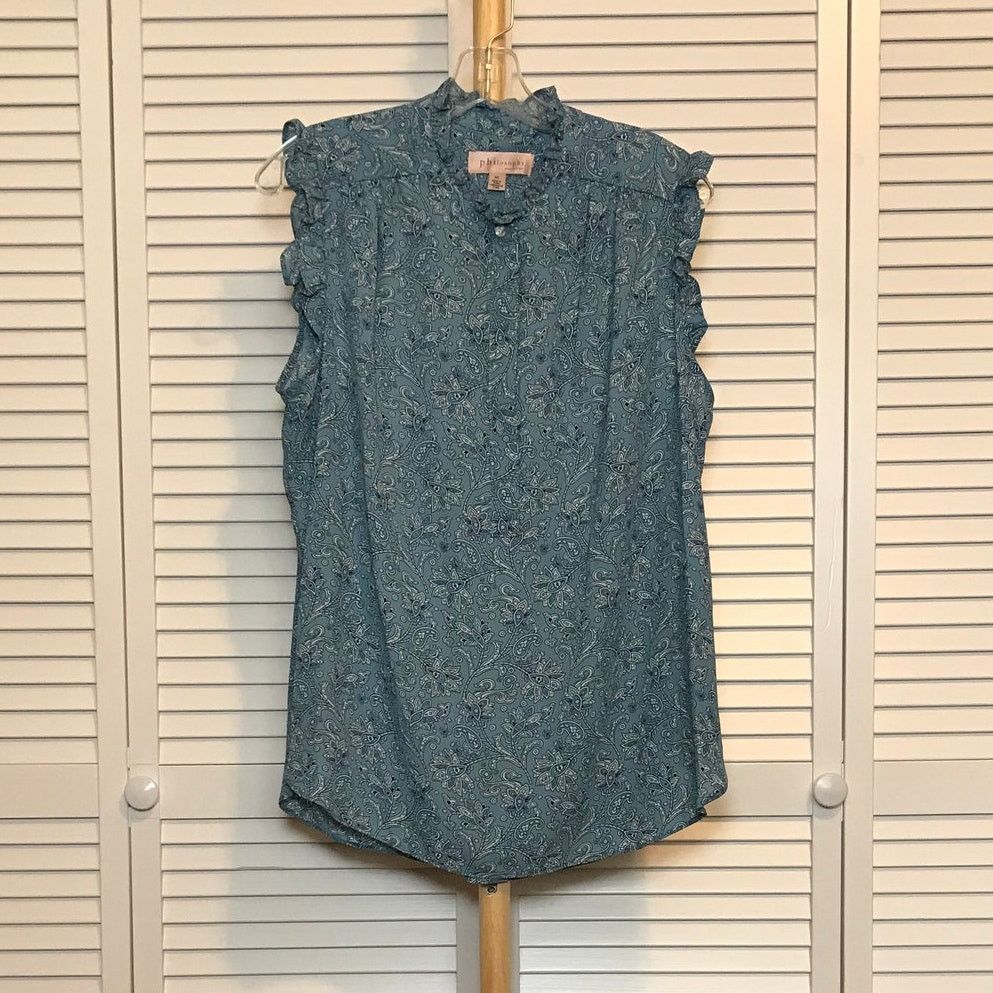 Other Philosophy Floral Ruffled High Neck Sleeveless Blouse 0X Size XS / US 0-2 / IT 36-38 - 1 Thumbnail
