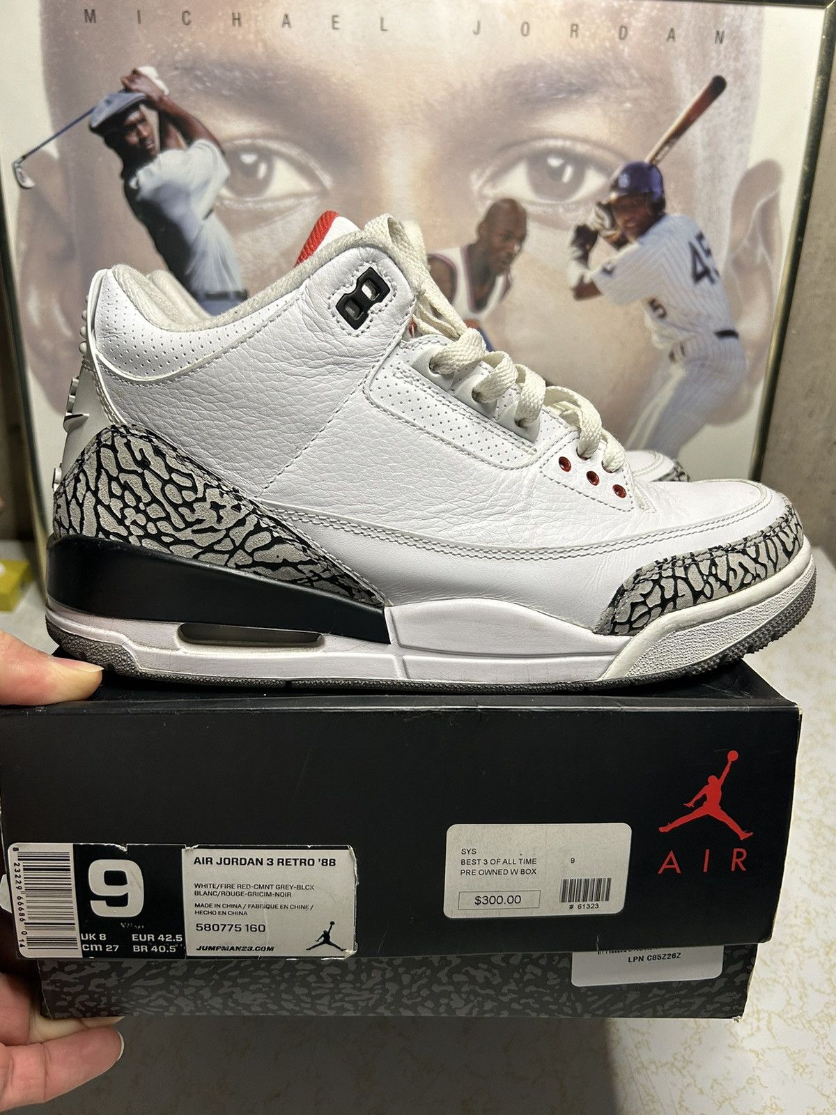 Jordan Retro 3 'white cement 88”, image size:1200x1600