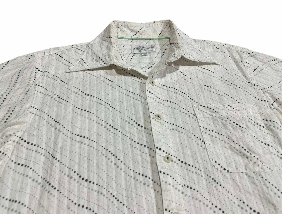 Japanese Brand × Kansai Yamamoto × Yohji Yamamoto 🔥Vintage Kansai Yamamoto Homme Dot Striped Pleated Shirt Size US M / EU 48-50 / 2 - 1 Thumbnail