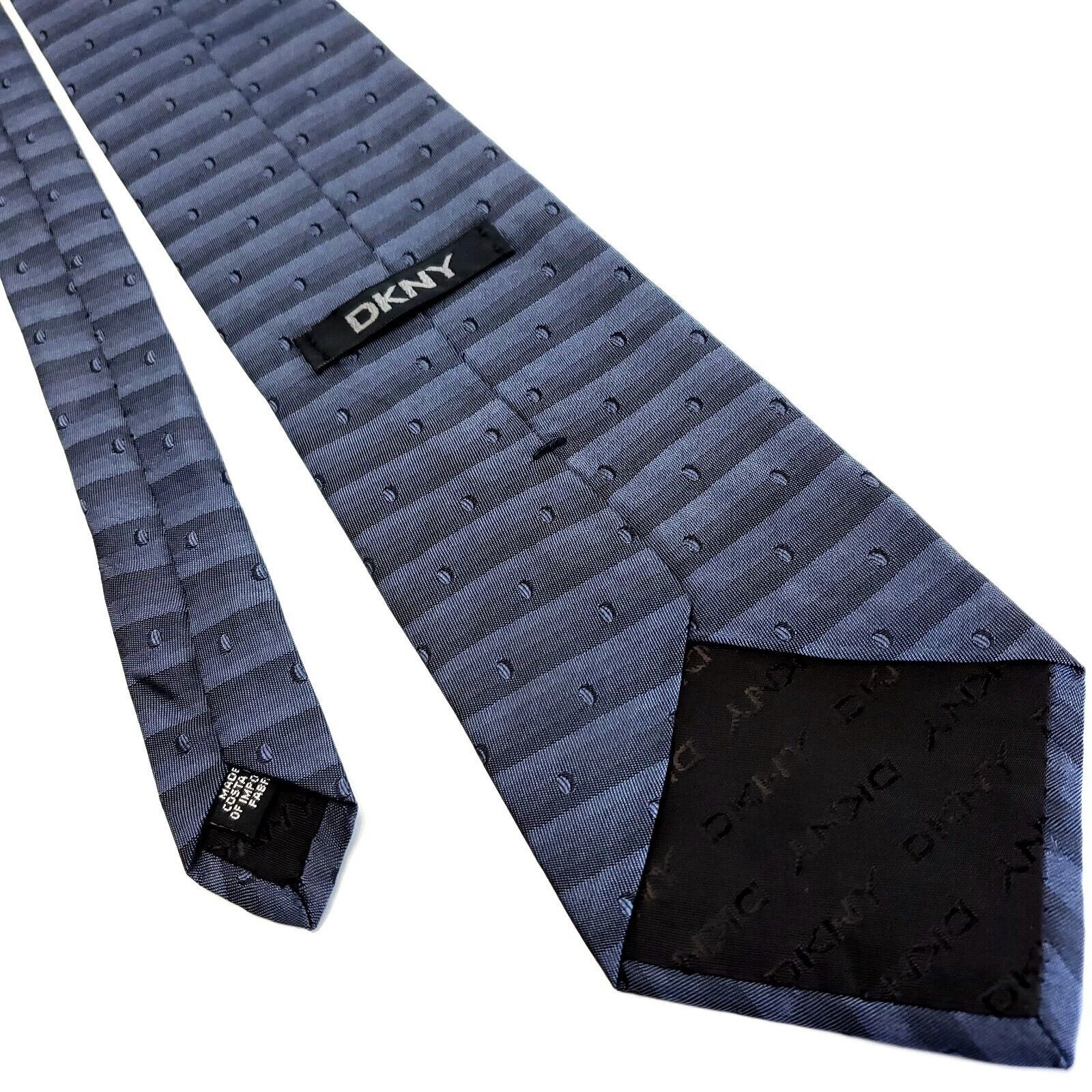 DKNY DKNY Blue Gray Silk Tie Woven Wide Dots Size ONE SIZE - 3 Thumbnail