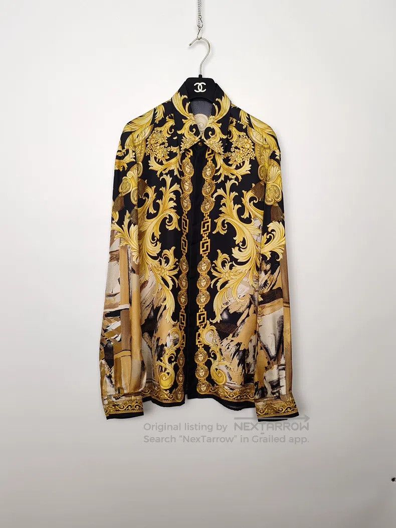 Versace Versace Mulberry silk baroque full print shirt Size US S / EU 44-46 / 1 - 1 Thumbnail
