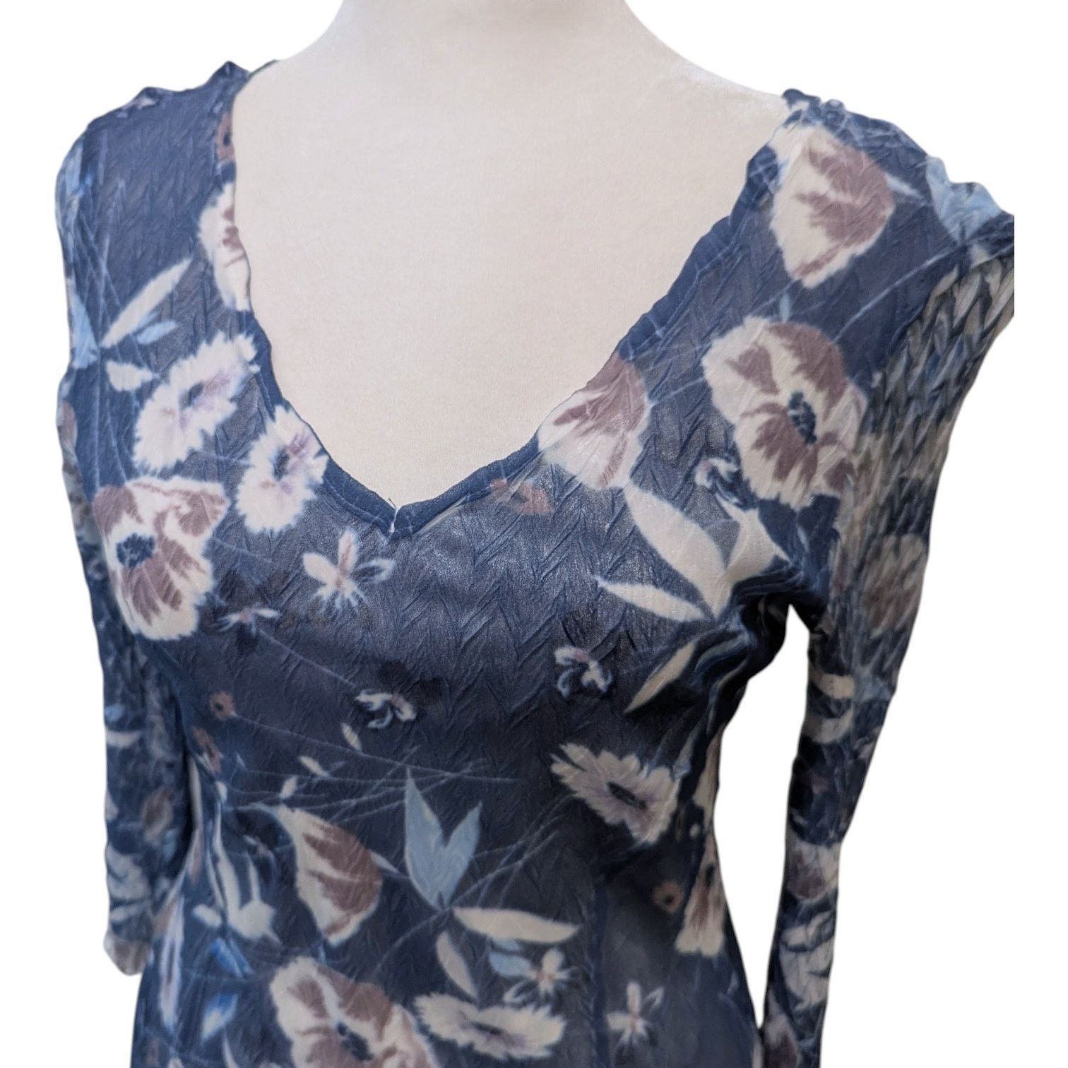 Other Komarov Petite Charmeuse & Chiffon Midi Dress 3/4 Sleeve Size S / US 4 / IT 40 - 2 Thumbnail