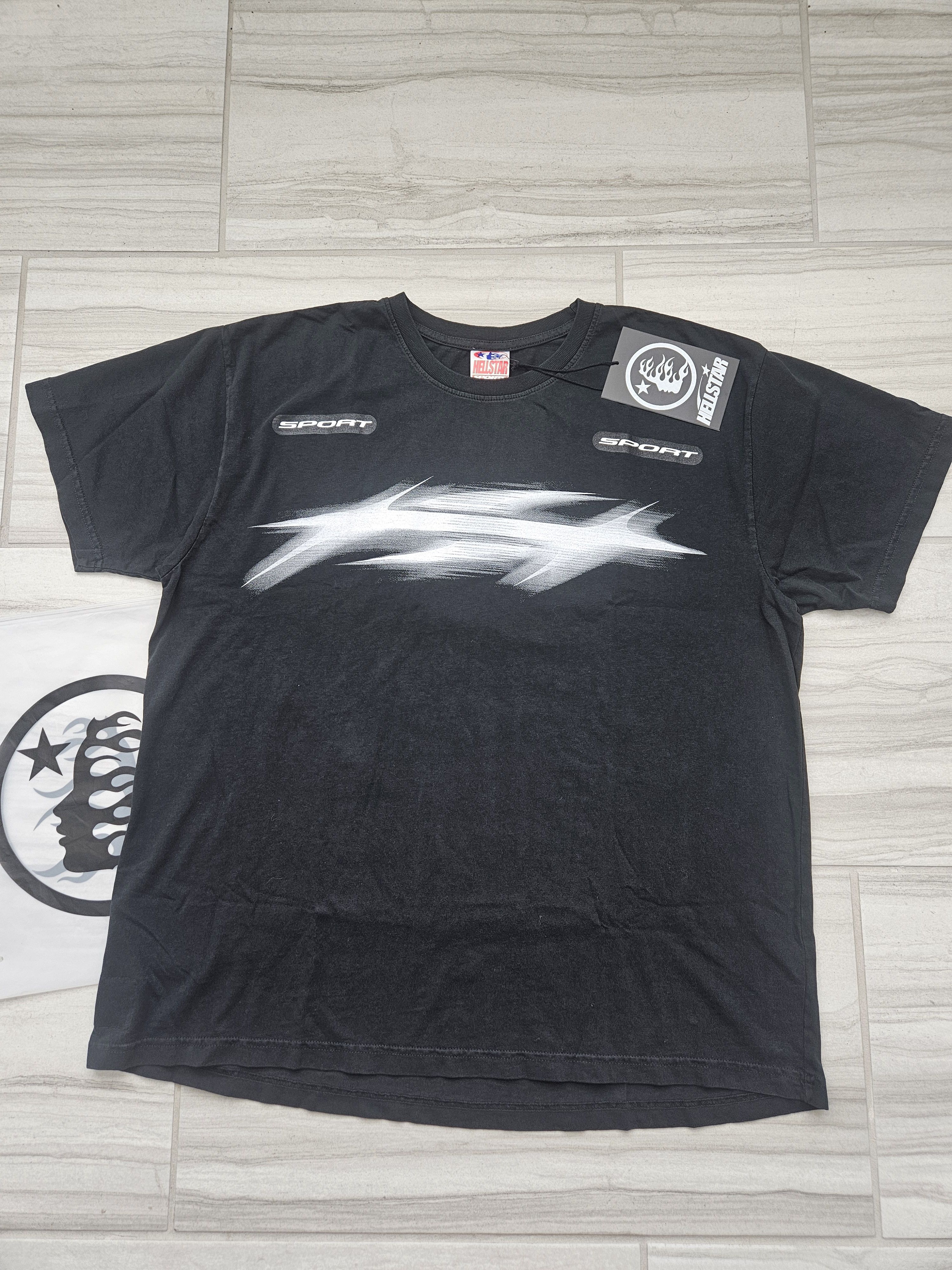HELLSTAR H Star Black & White Blur Logo Black T Shirt Size US L / EU 52-54 / 3 - 1 Thumbnail