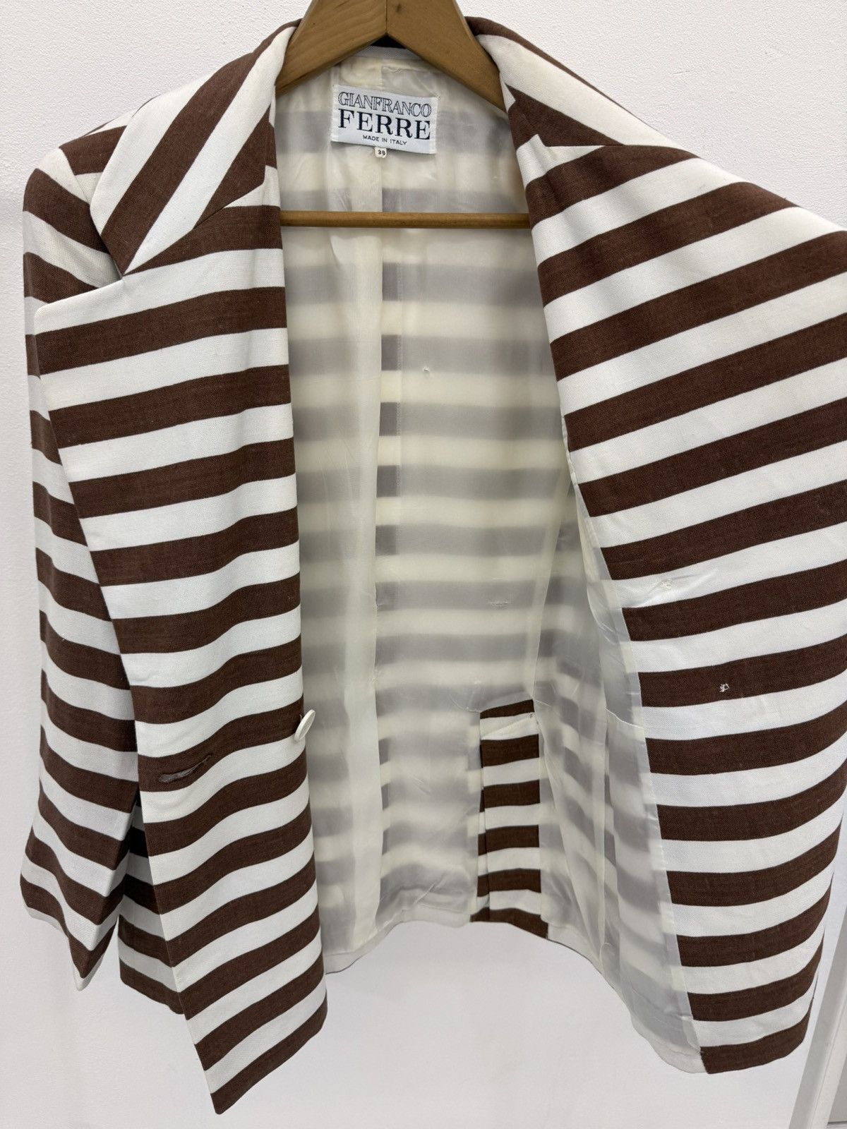 Gianfranco Ferre GIANFRANCO FERRE Jail Stripes Rayon/Silk Blazer Made ITALY 🇮🇹 Size XS / US 0-2 / IT 36-38 - 4 Thumbnail