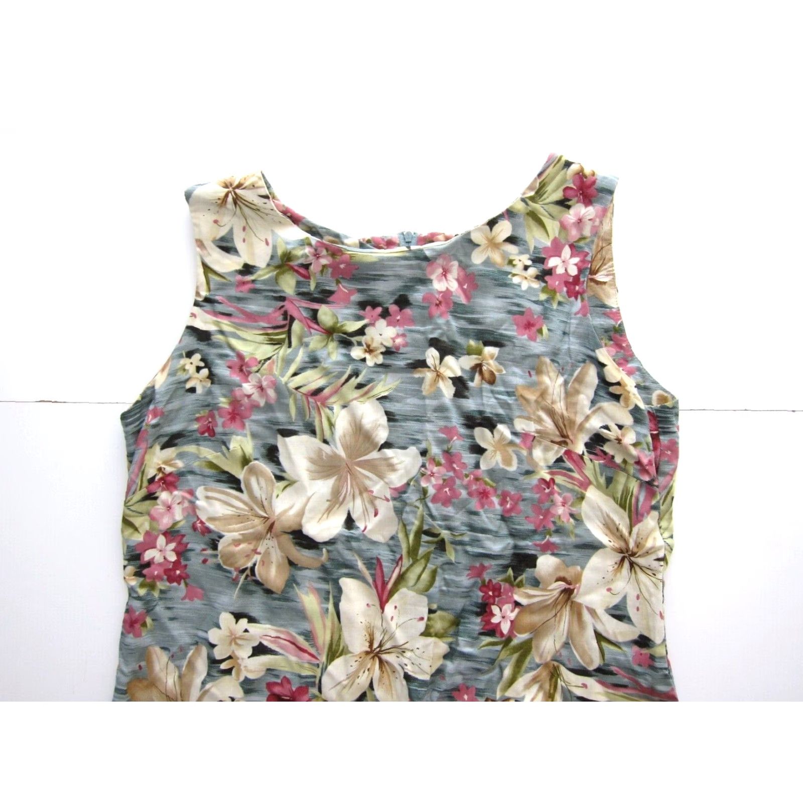 Vintage VINTAGE Leslie Fay Rayon Blue Green Pink Floral Hawaiian Long Maxi Tank Dress 10 Size L / US 10 / IT 46 - 3 Thumbnail