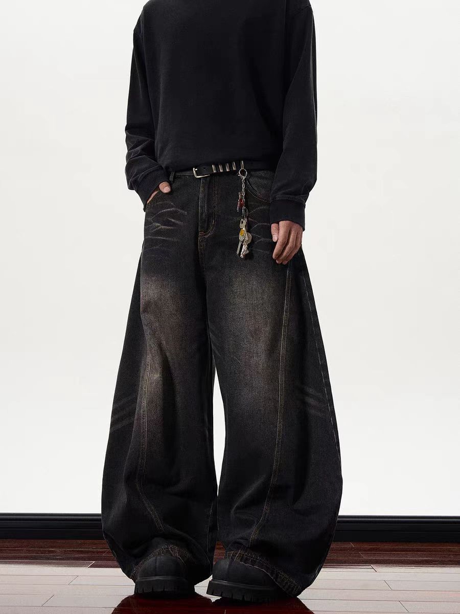 Japanese Brand × Jean Vintage cat whisker high street distressed scimitar jeans Size US 34 / EU 50 - 2 Thumbnail