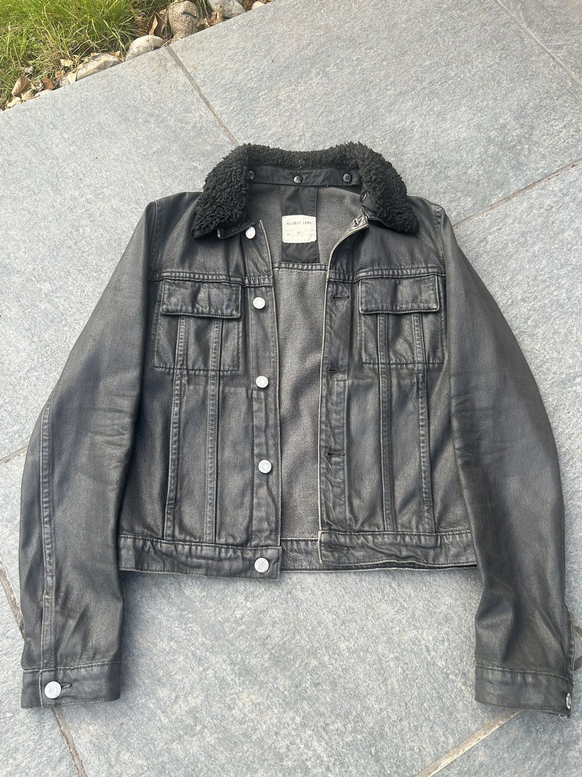 Helmut Lang Fur Collar Wax Denim Jacket