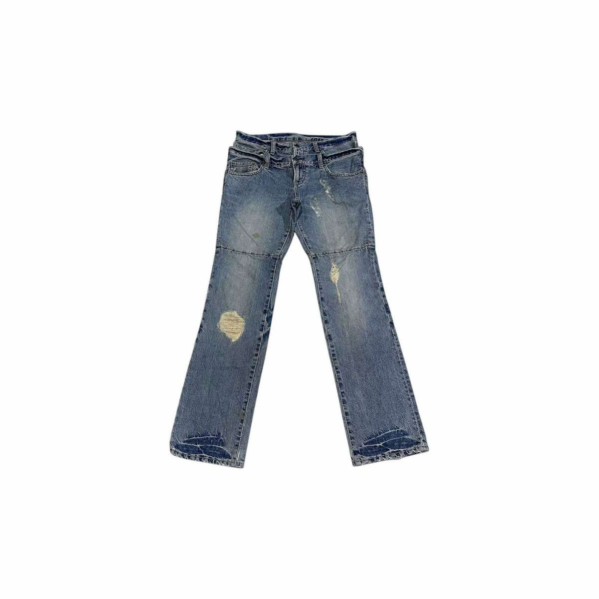 Japanese Brand × Le Grande Bleu (L.G.B.) × Tornado Mart 🔥Sick Y2K PPFM Distressed Boro Patchwork Double Waist Denim Size US 34 / EU 50 - 2 Thumbnail