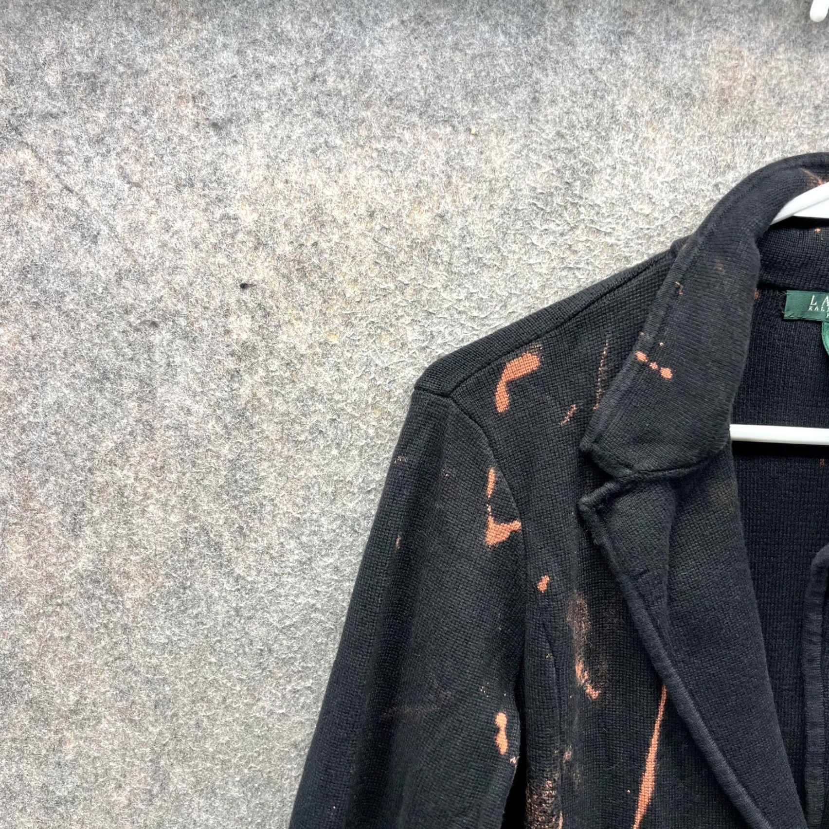 Ralph Lauren VINTAGE Lauren Ralph Lauren Blazer Womens Petite Large Black Knit Bleach Stain Jacket Size L / US 10 / IT 46 - 6 Thumbnail