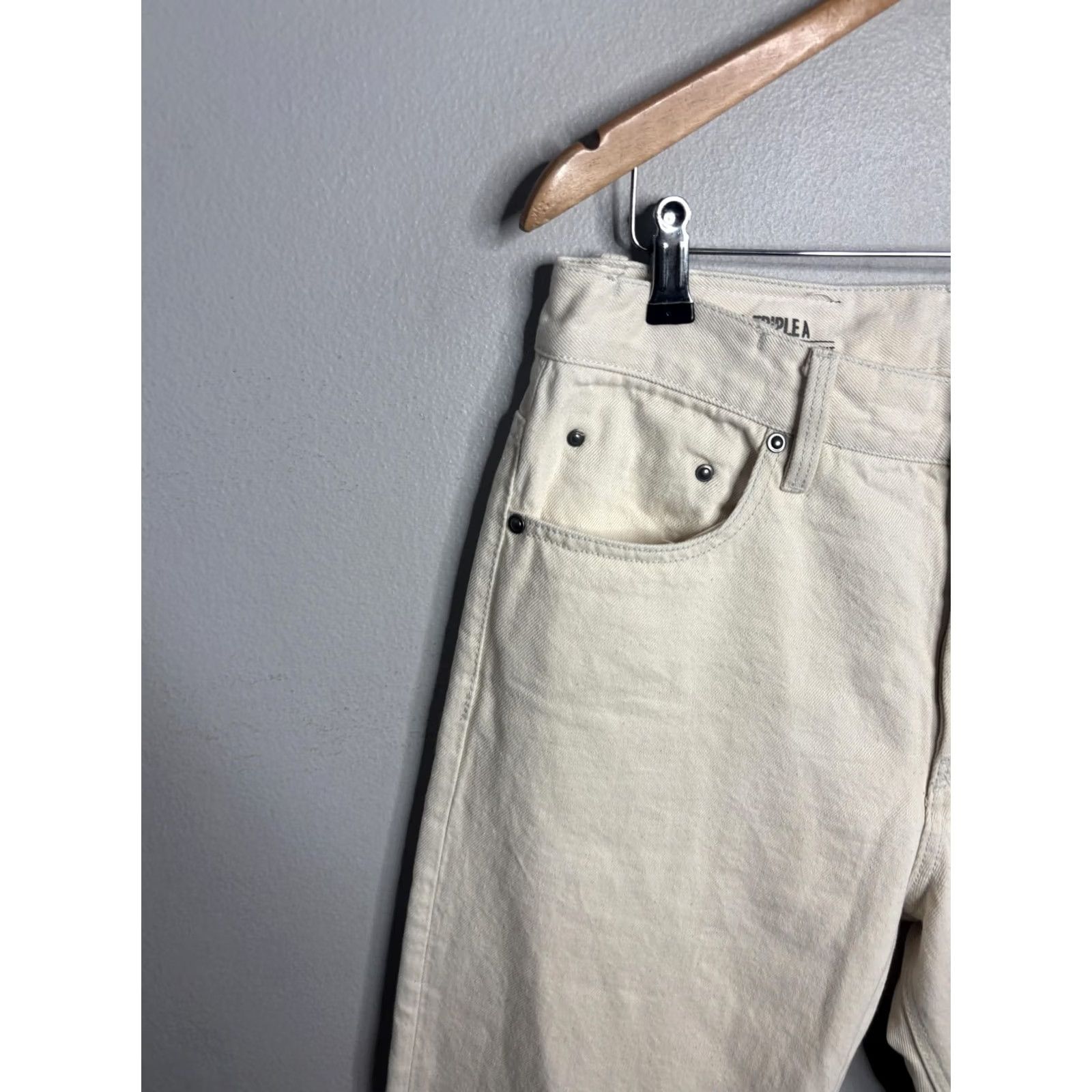 Vintage G-Star RAW Triple A Regular Straight Jeans Mens Off-White Cream Denim Pants Size US 33 - 2 Thumbnail