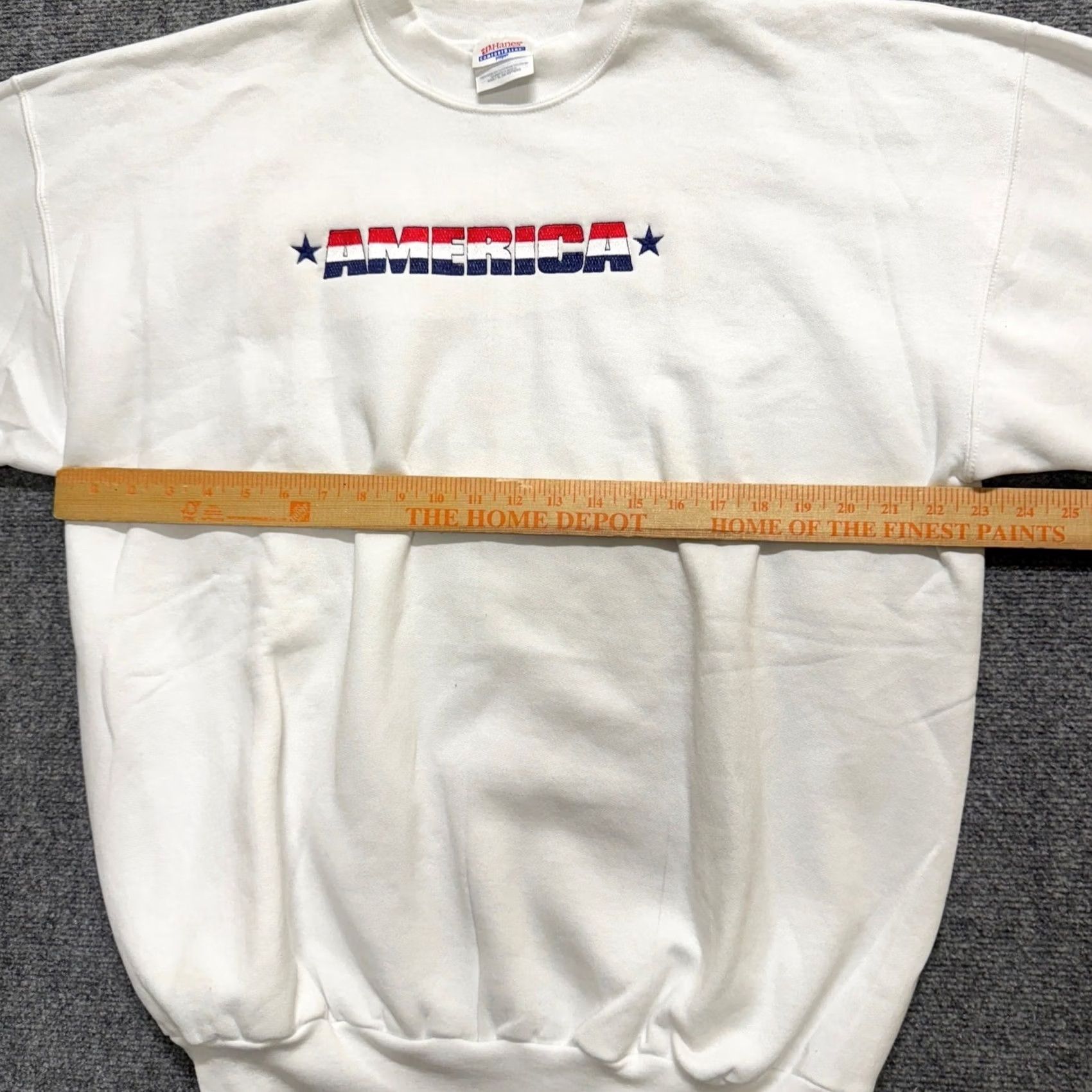 Hanes Hanes Sweatshirt Pullover White Mens XL Cotton Blend Embroidered America Regular Size Size US XL / EU 56 / 4 - 5 Thumbnail