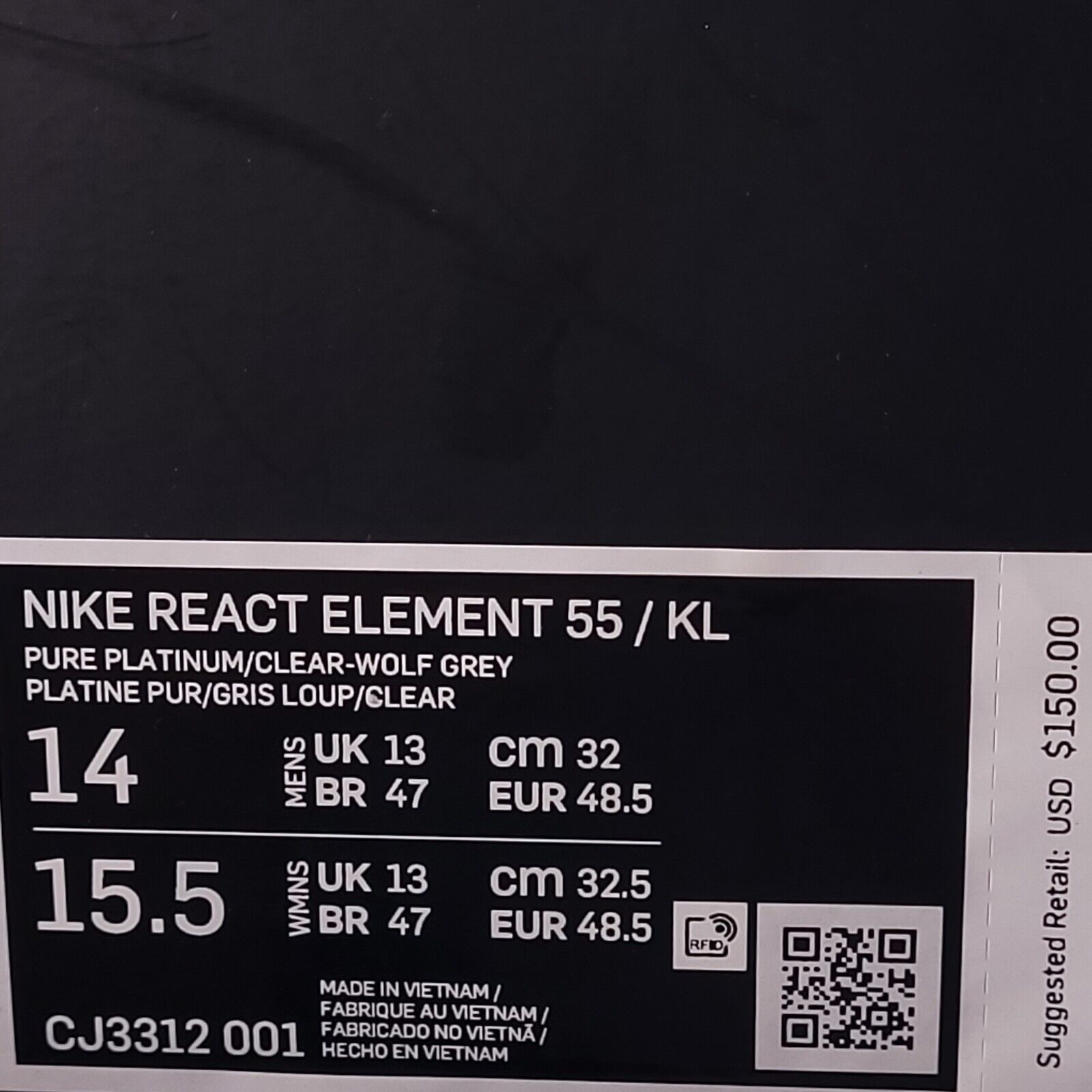 Nike Nike React Element 55 Shoe Men Size 14 CJ3312-001 Gray Black Size US 14 / EU 47 - 8 Thumbnail