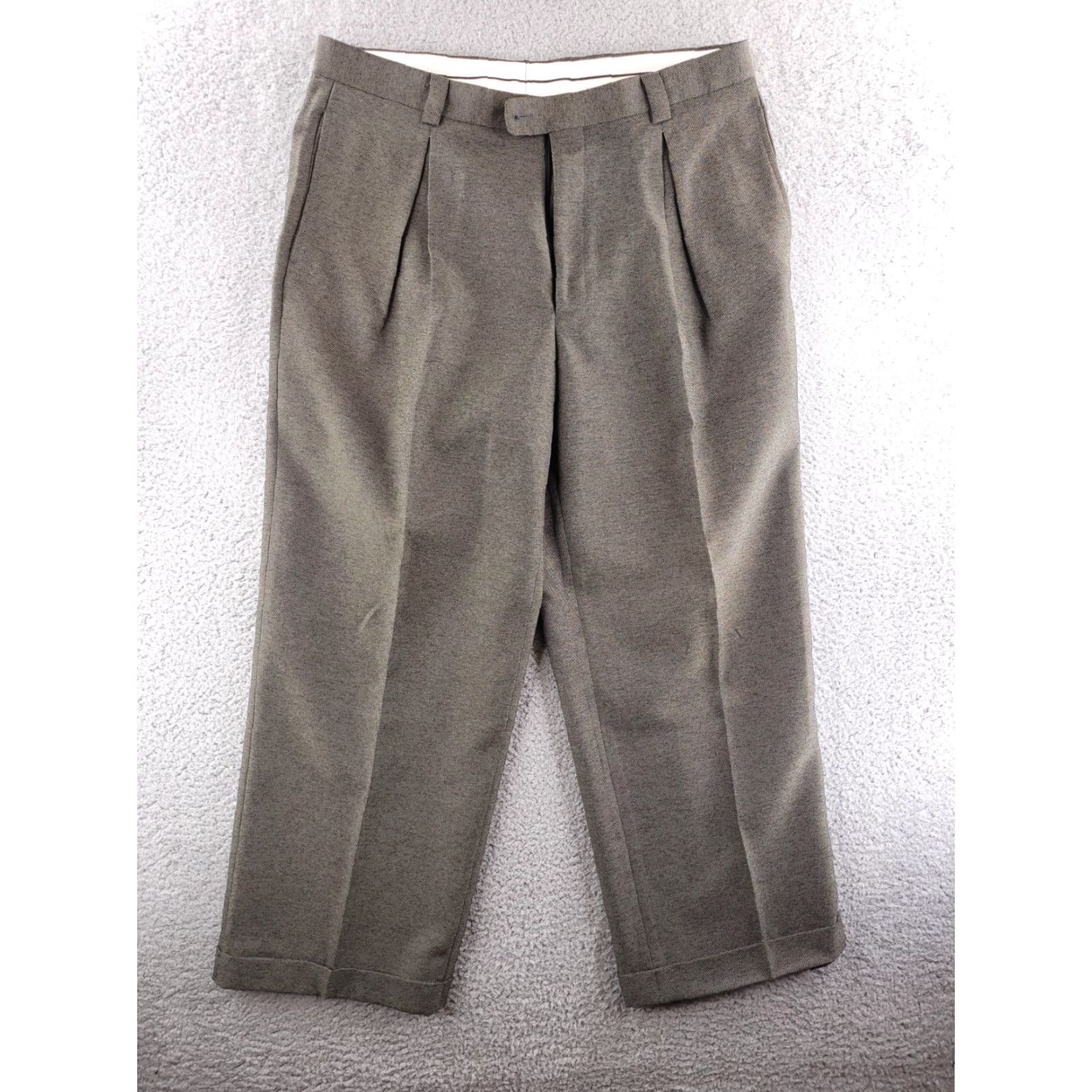 Vintage Falcone Dress Pants Mens 38x28 Relaxed Baggy Fit Brown Polyester Pants Mens 38 Brown Falcone Dress Pants Size US 38 / EU 54 - 2 Thumbnail