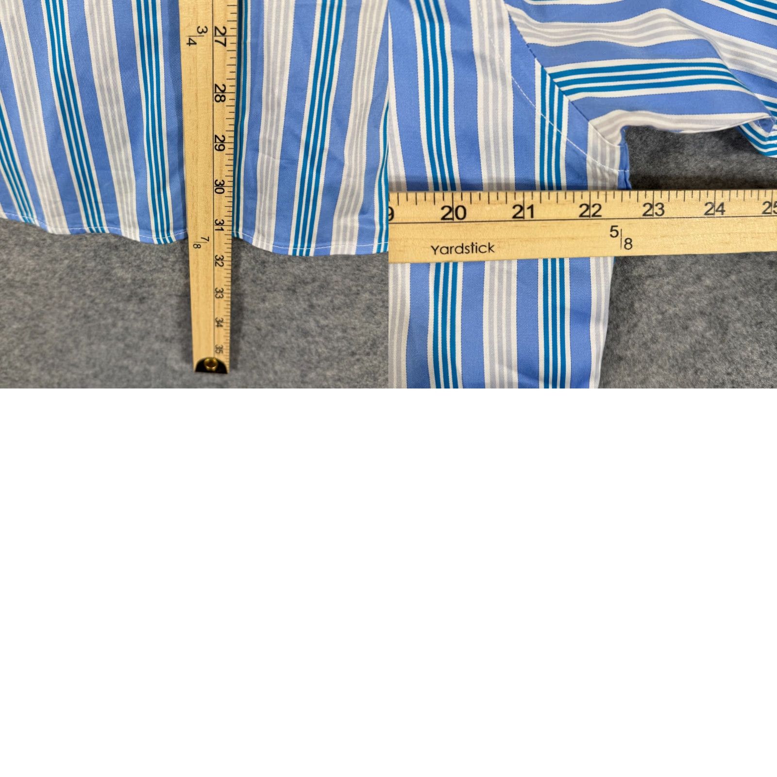 BUGATCHI Bugatchi Button-Up Shaped Fit Shirt Mens L White Blue Striped Long Sleeve Size US L / EU 52-54 / 3 - 9 Thumbnail
