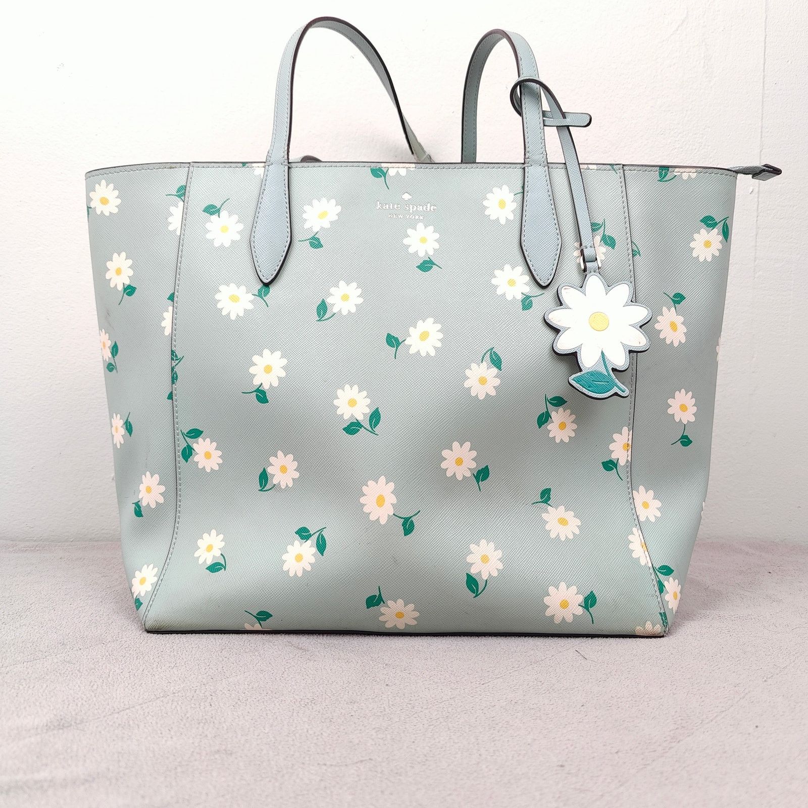 Kate Spade Dana Tote Bag Mint Green Daisy Floral Print, Women's