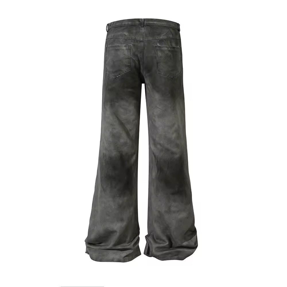 Jean × Vintage Painted Pleated Washed Gray Oversized Jean Size US 33 - 2 Thumbnail