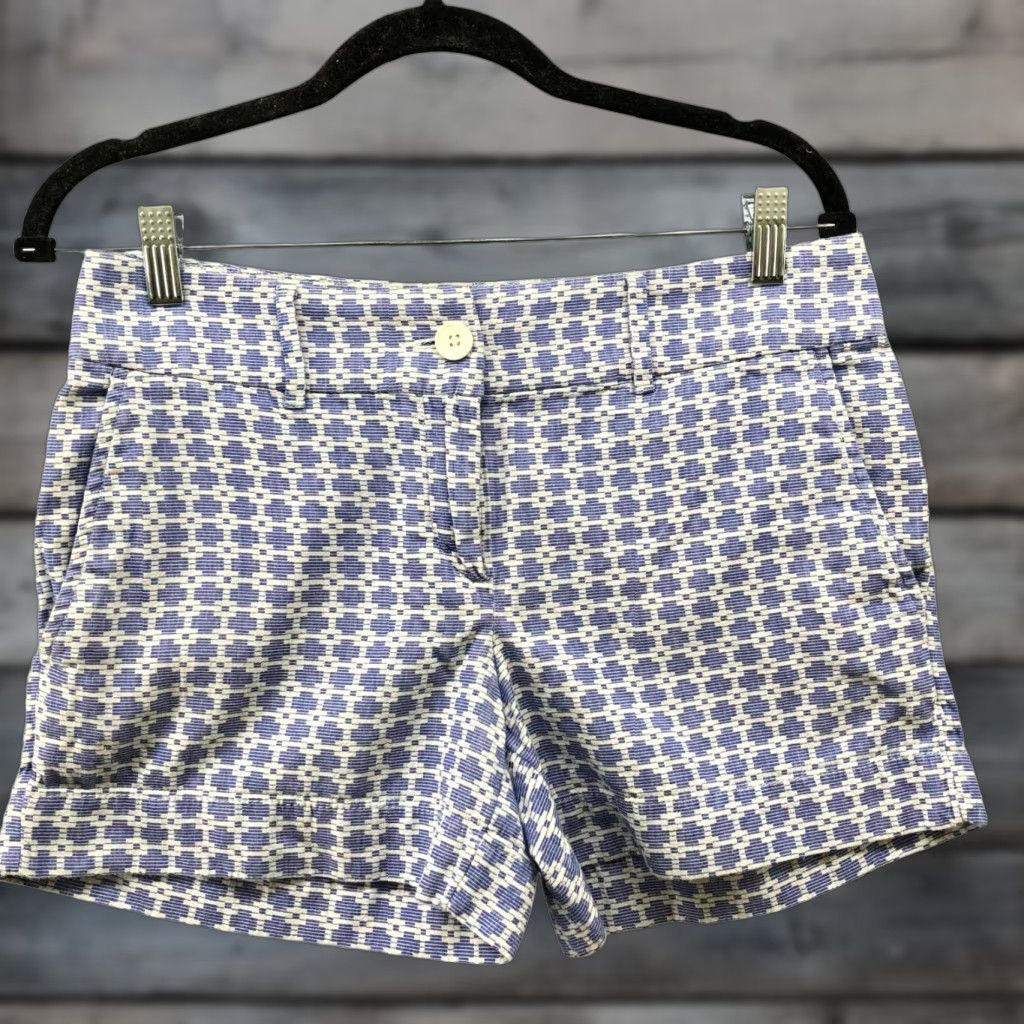 Loft LOFT Classic Lightweight 4'' Shorts Womens Size 0 Blue White Printed Flat Front Cotton Size 25" / US 0 / IT 36 - 1 Thumbnail