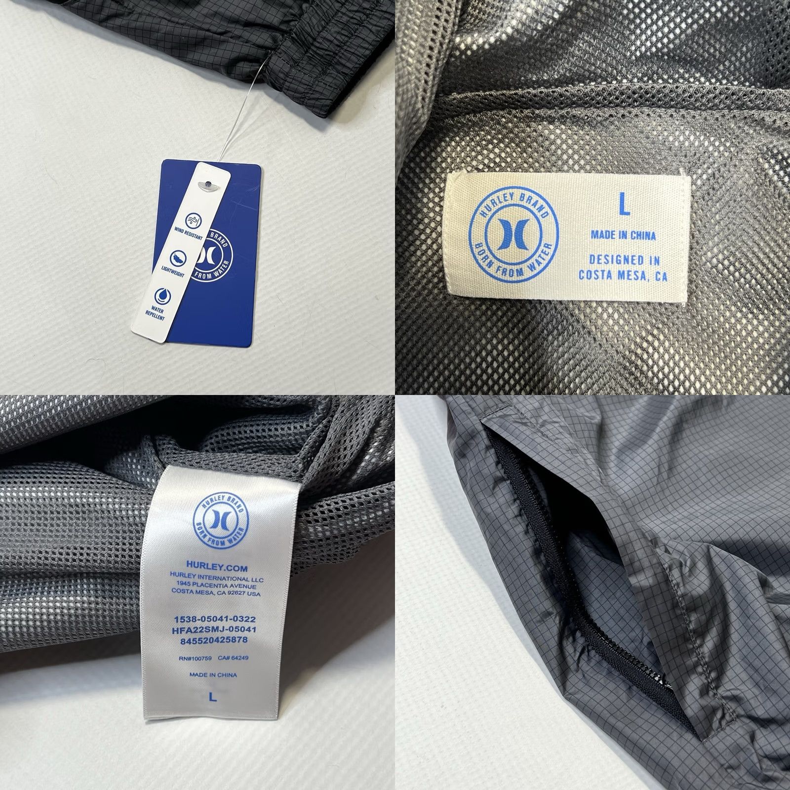 Hurley Hurley Windbreaker Jacket Mens Size L 90s Pink Gray Black Full Zip Hooded Pockets Lightweight New Regular fit Color Blocked Shirt/Coat? Size US L / EU 52-54 / 3 - 8 Thumbnail