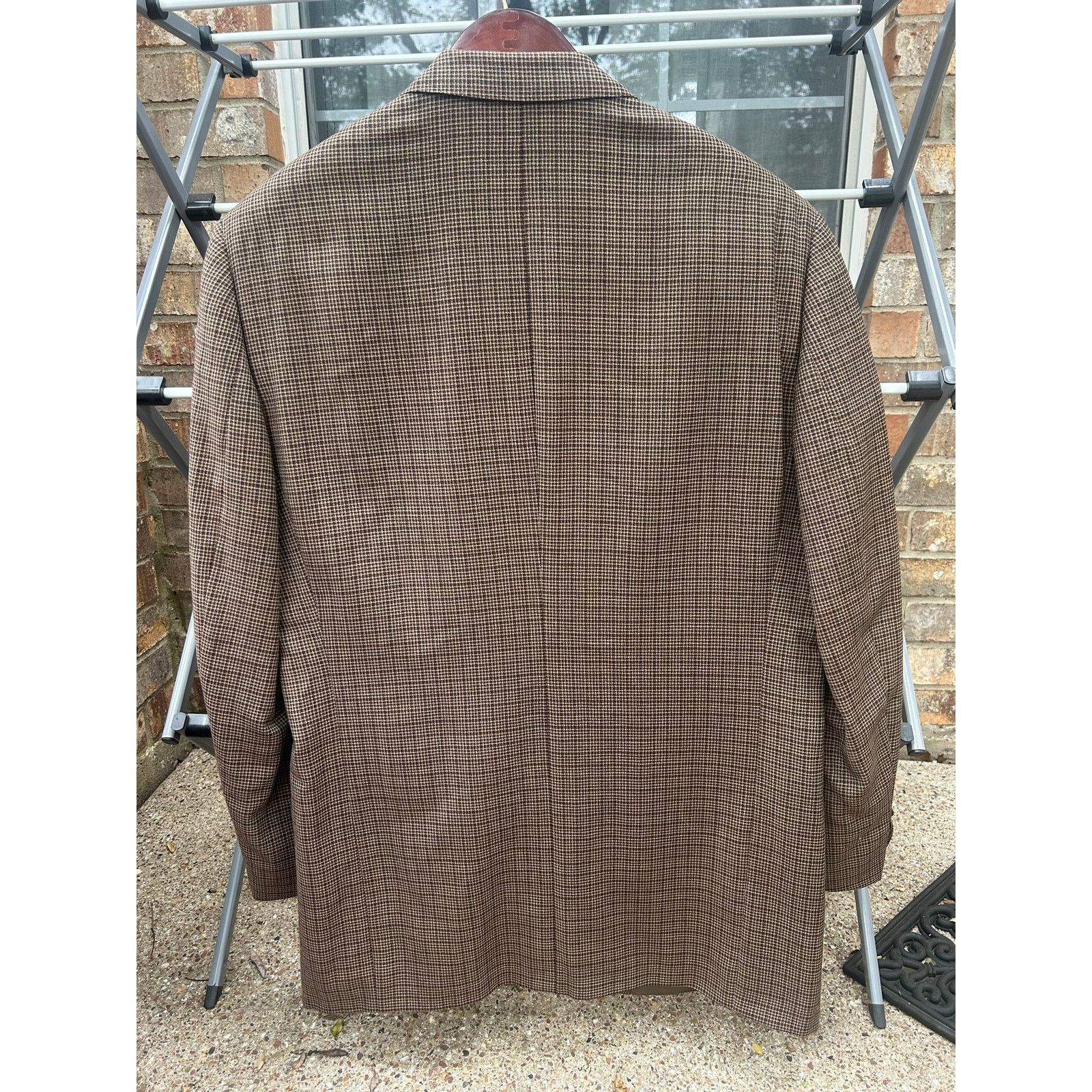 Ermenegildo Zegna Ermenegildo Zegna Blazer Brown Micro Check 100% Wool Size 54 Size 44R - 9 Thumbnail