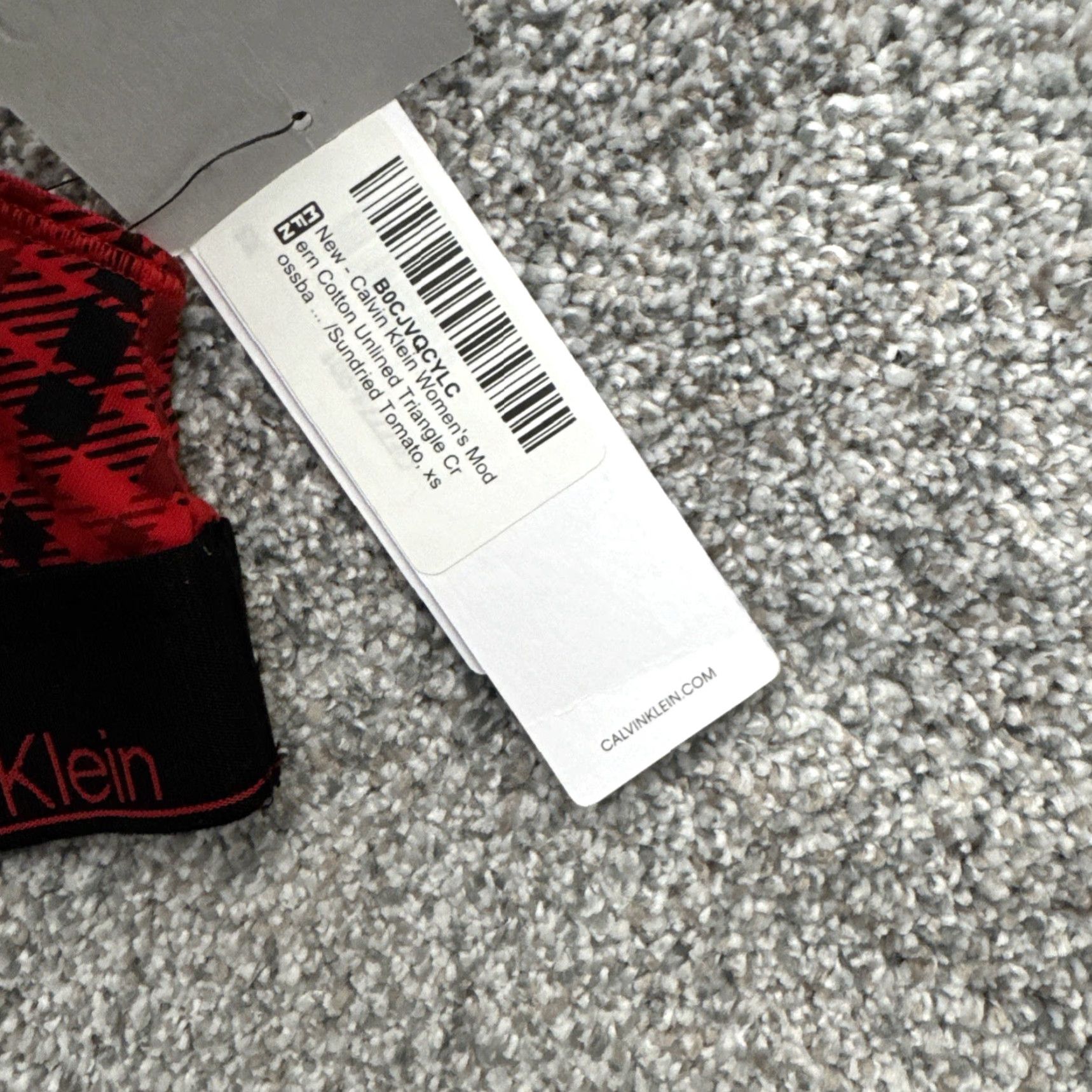 Calvin Klein Calvin Klein Bralette Womens XS Coquette Argyle Check Triangle Retro Y2K Cotton Blend Multicolor Logo Adjustable Strap XS Womens Size ONE SIZE - 2 Thumbnail