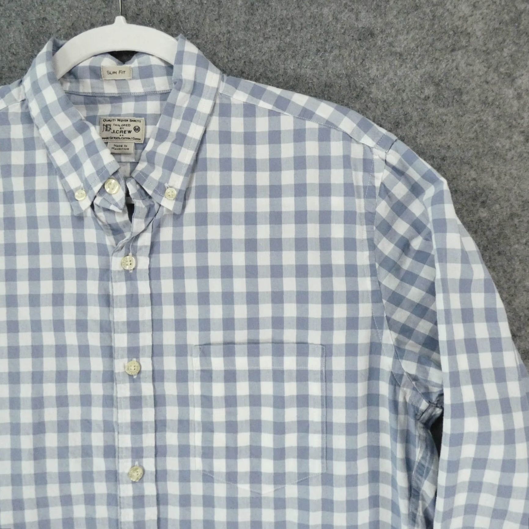 J.Crew J.CREW Shirt Men Medium Slim Fit Long Sleeve Button-Up Blue White Check Size US M / EU 48-50 / 2 - 6 Thumbnail