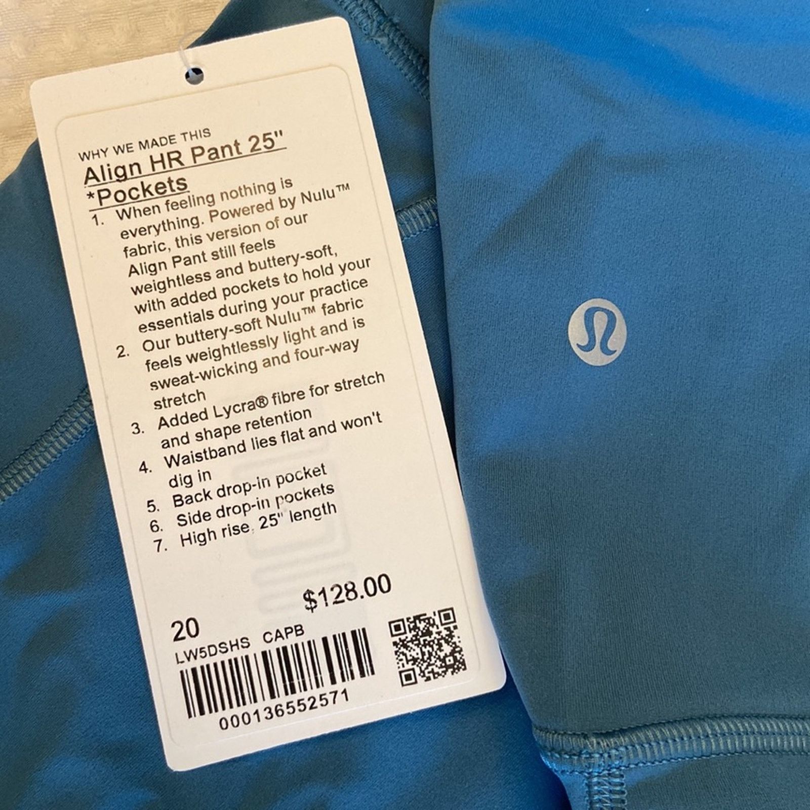 Lululemon NEW! $128 Align High Rise HR Pant 25” Pocket Capture Blue 20 Size 42" / US 20 - 3 Thumbnail