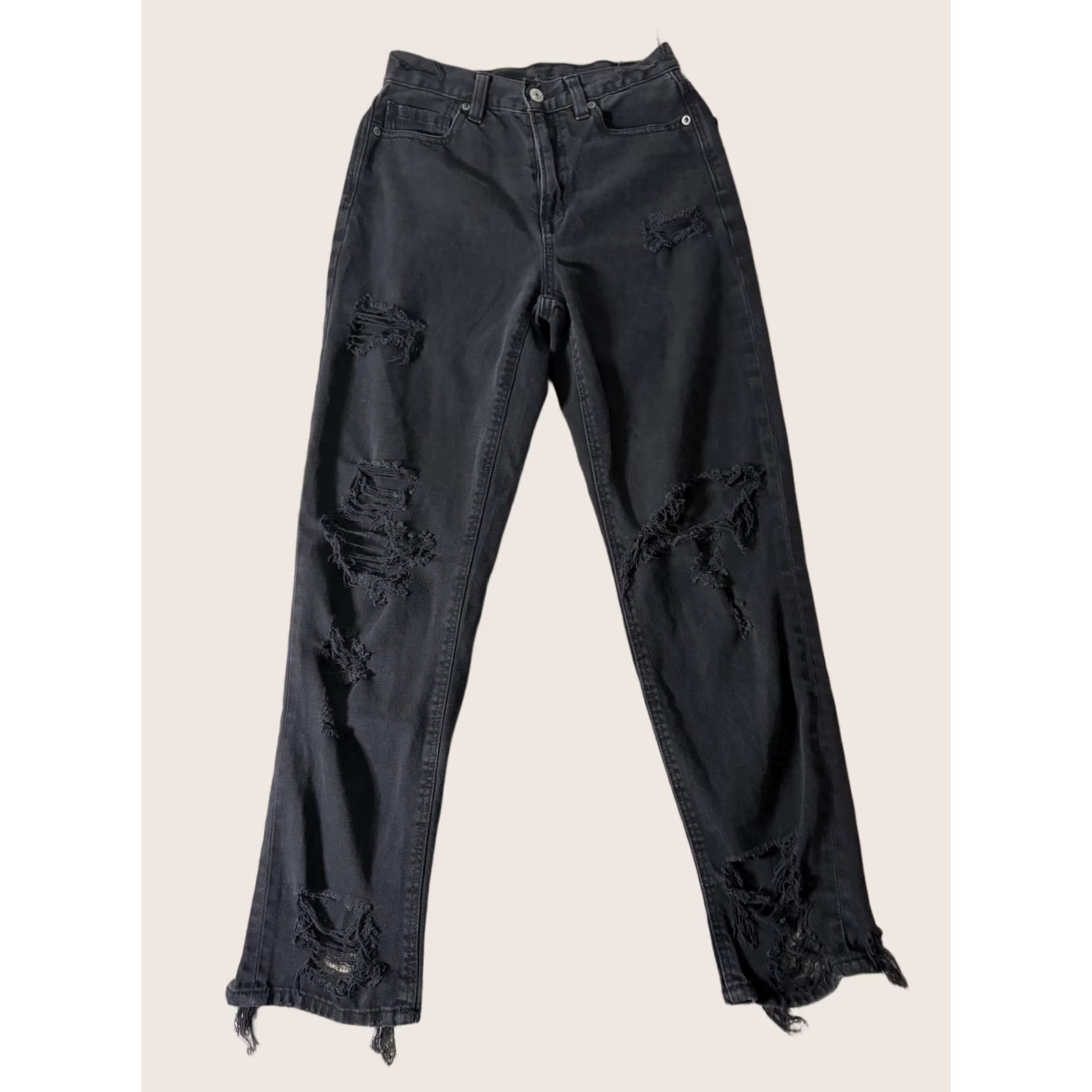 American Eagle Outfitters American Eagle Womens Jeans Mom 16 Black Charcoal High Rise Distressed 34x28 Size 38" / US 16 / IT 52 - 1 Thumbnail