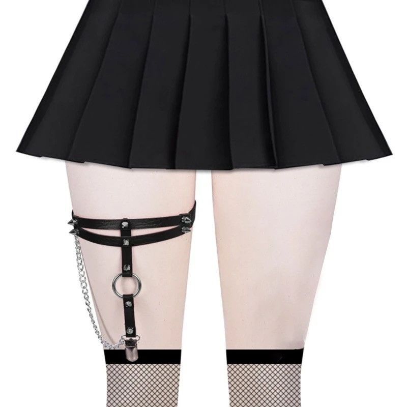 Vintage Leather Goth Leg Garter Belt Size ONE SIZE - 1 Thumbnail