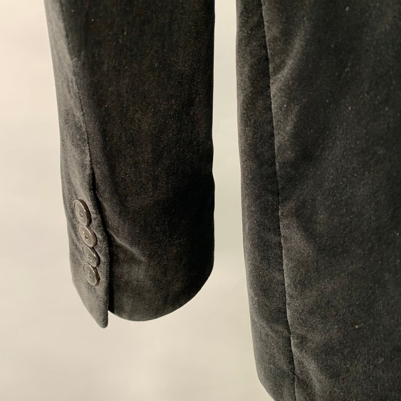 Armani Collezioni Size 38 Regular Black Velvet Cotton Sport Coat Size 38R - 5 Thumbnail