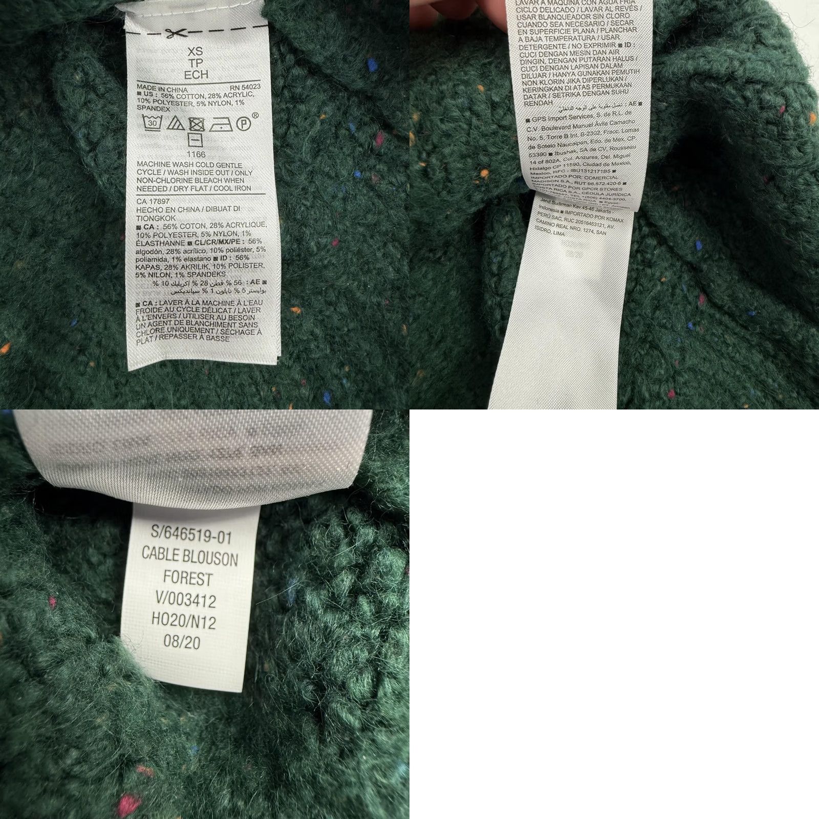 Old Navy Old Navy Sweater XS Green Cable Pullover - Womens Size XS / US 0-2 / IT 36-38 - 8 Thumbnail