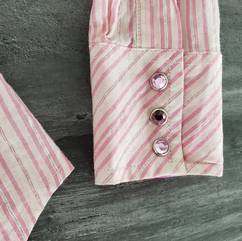 Designer Pink Diamond Striped 20X Horse Show Button Down Size S / US 4 / IT 40 - 3 Thumbnail