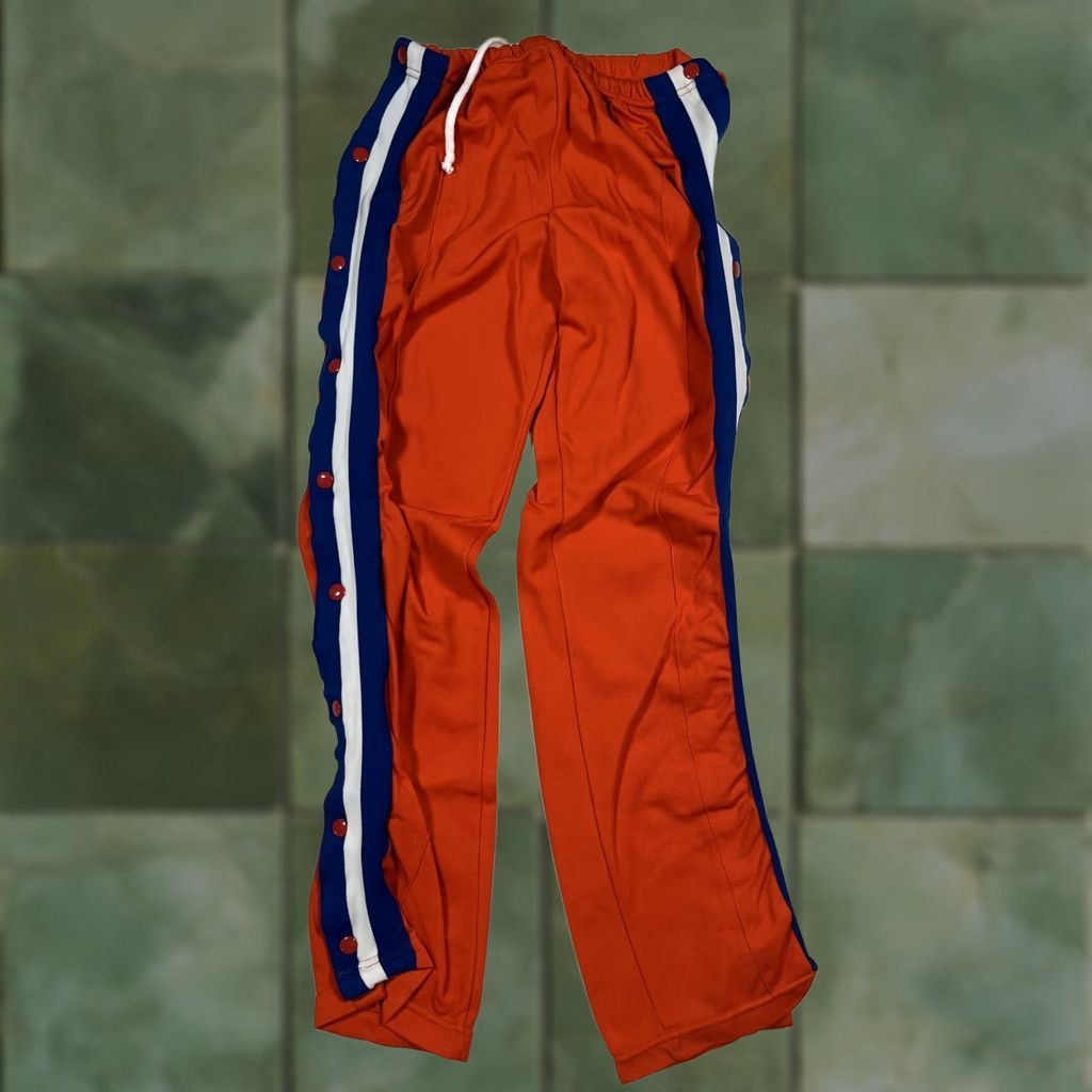 Vintage Bristol College Line Track Pants Mens S Orange Nylon Tear Away Side Stripe Size US 29 - 1 Thumbnail