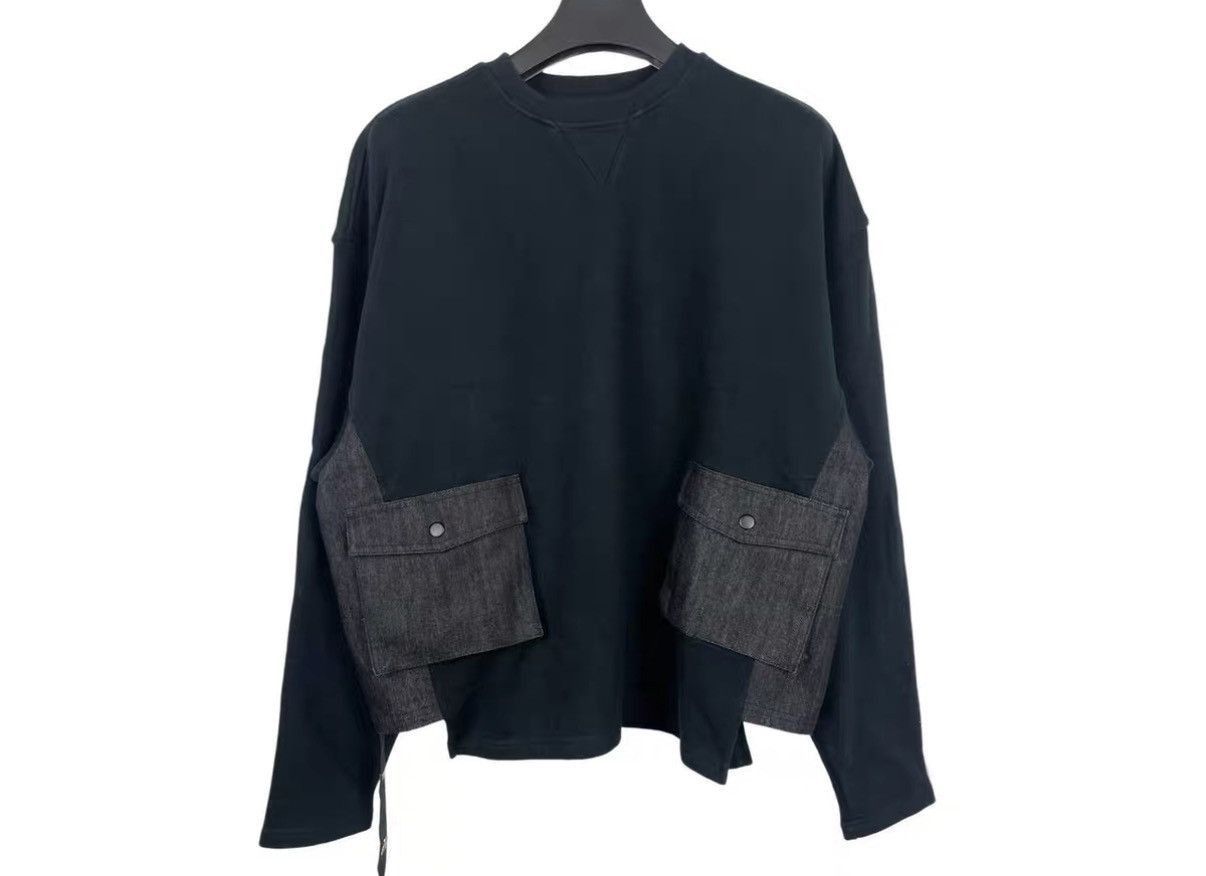 Kith Black Long Sleeve Sweatshirt with Denim Pockets Size US S / EU 44-46 / 1 - 1 Thumbnail