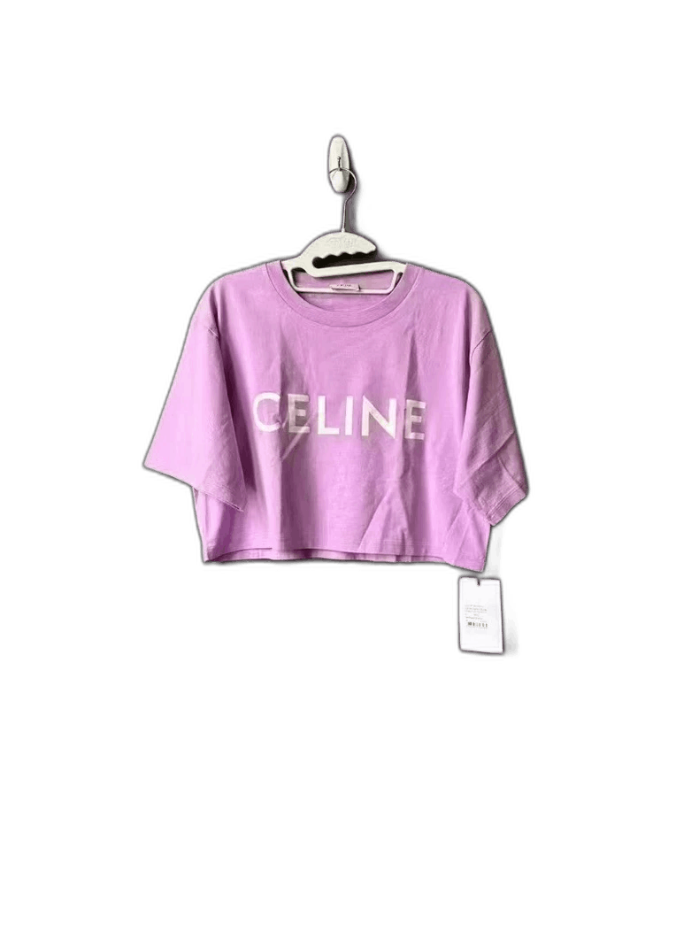 Celine Celine Purple Short Sleeve Crop Top Size S / US 4 / IT 40 - 1 Thumbnail