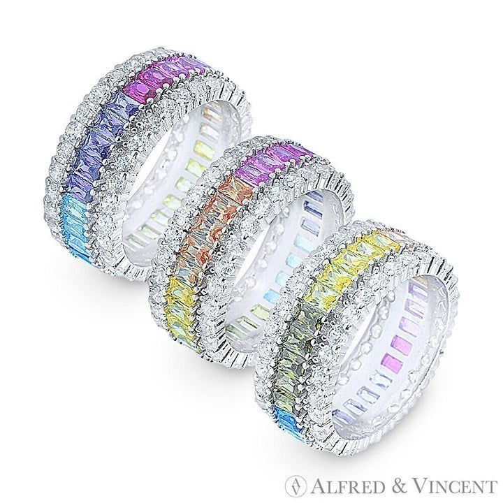Other Multi-Color CZ Crystal Eternity Ring in .925 Sterling Silver Size ONE SIZE - 2 Thumbnail