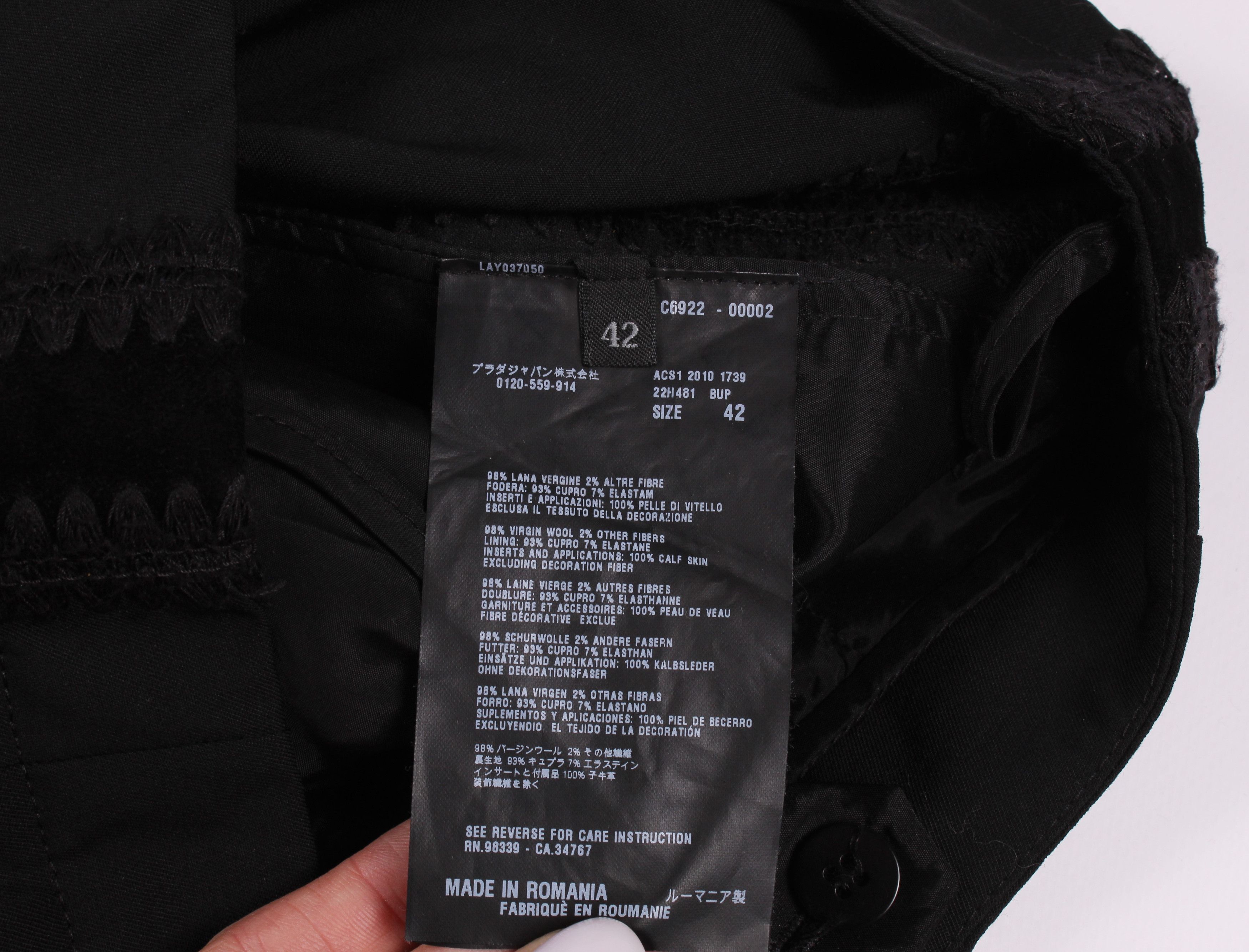 Prada Prada Black Tab Wool Leather Trousers Pants Size 32" / US 10 / IT 46 - 7 Thumbnail