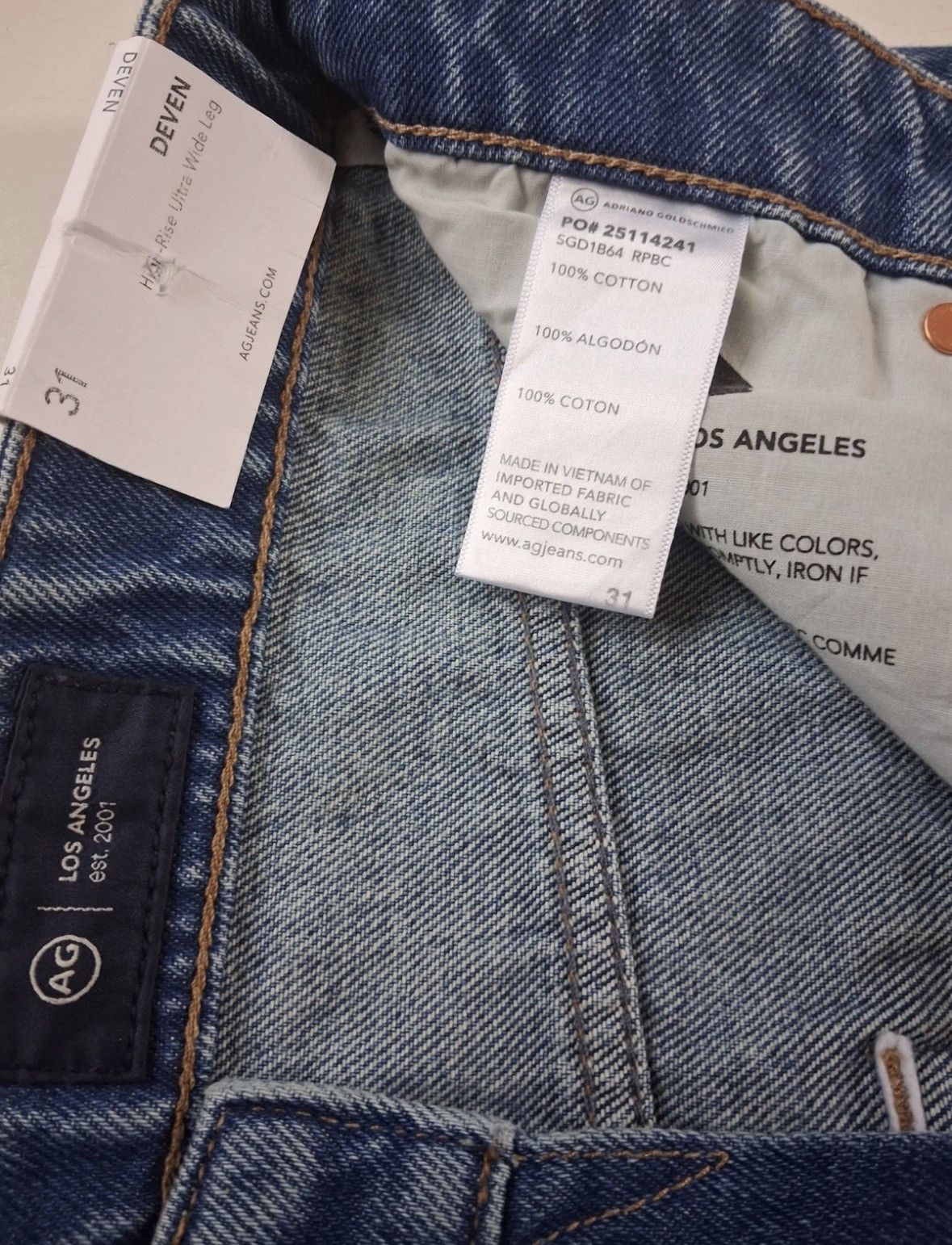 AG Adriano Goldschmied AG Adriano Goldschmied Size 31 Ultra Wide Leg Republic Deven Size 31" - 18 Thumbnail