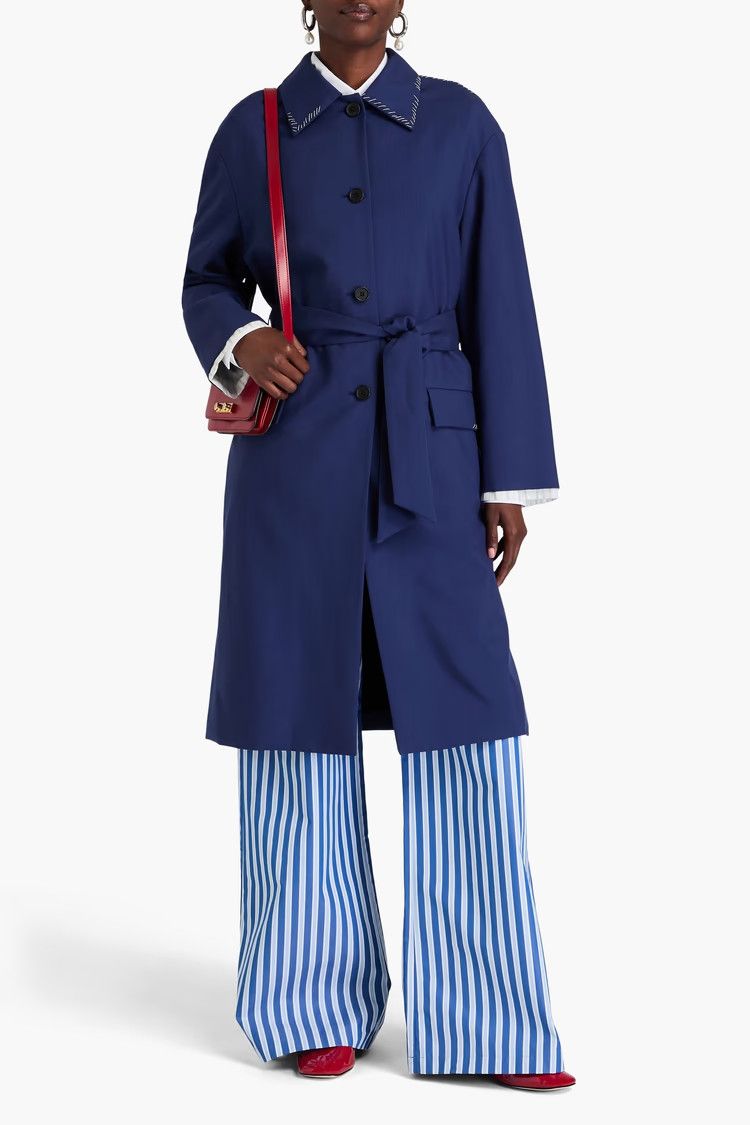 Marni o1w1db10125 Belted Trench Coat in Indigo Size M / US 6-8 / IT 42-44 - 2 Thumbnail