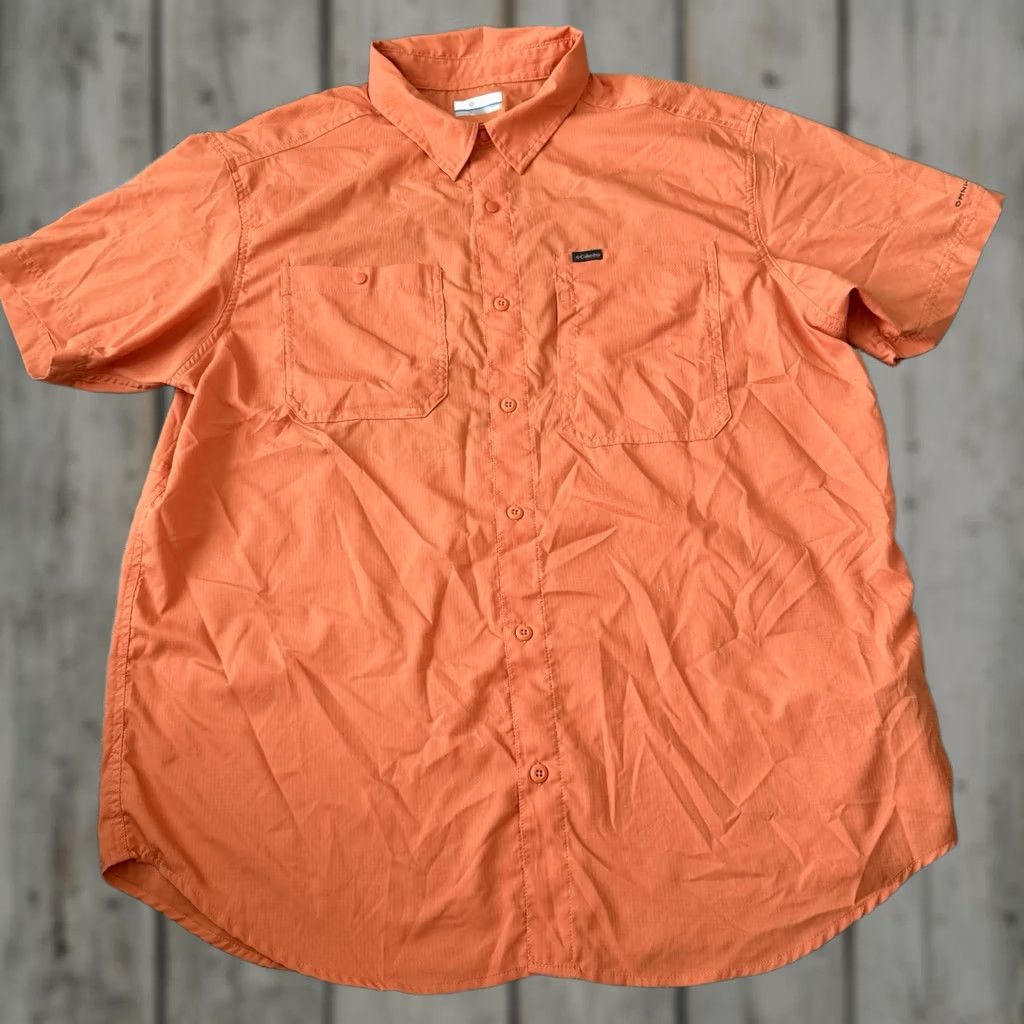Vintage Columbia Omni-Shade Fishing Shirt Mens XL Orange Short Sleeve UPF 40+ Vented Pockets Button-Up Size US XL / EU 56 / 4 - 1 Thumbnail