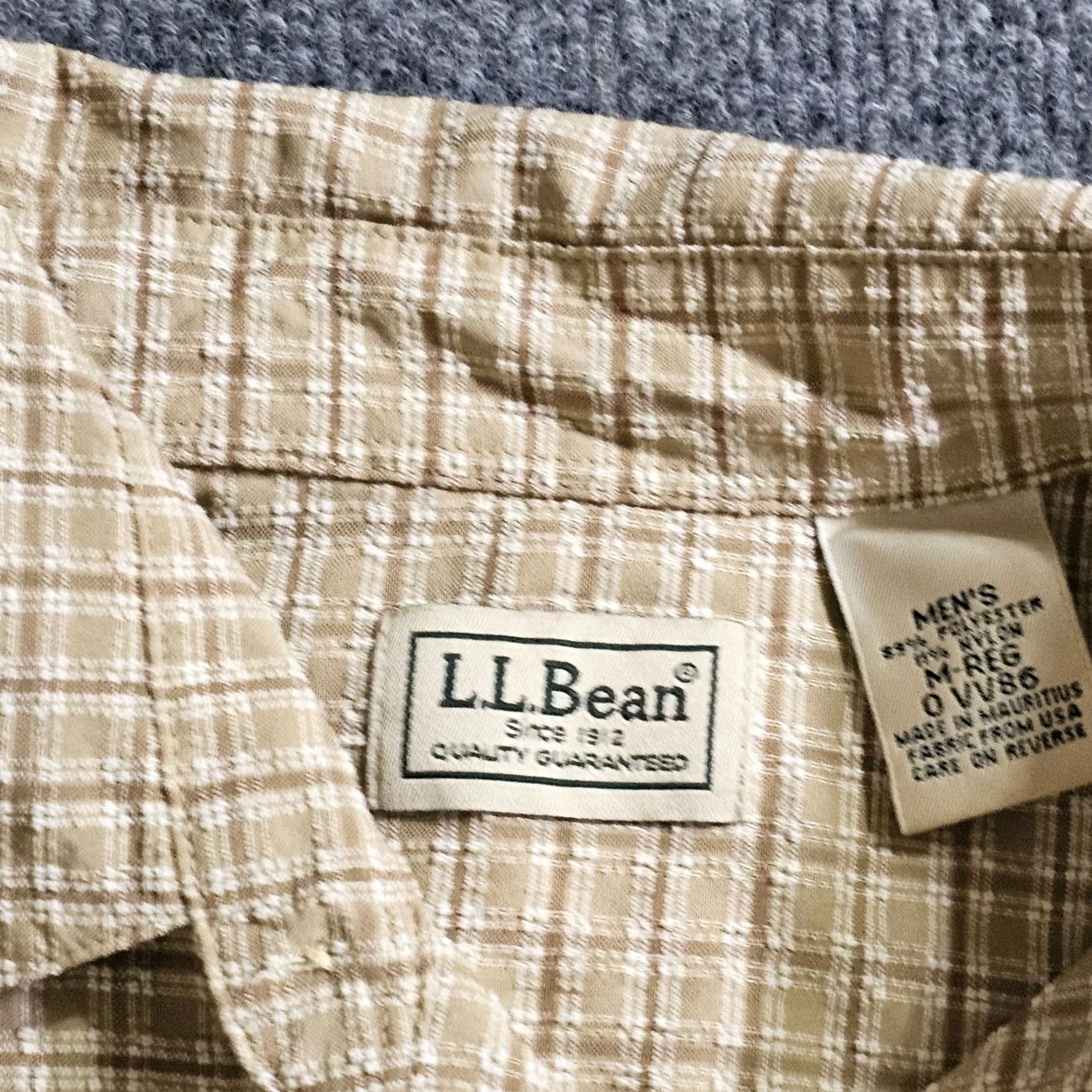 Vintage L.L. Bean Shirt Mens Medium Beige Plaid Button-Up Long Sleeve Casual Texture Size US M / EU 48-50 / 2 - 3 Thumbnail