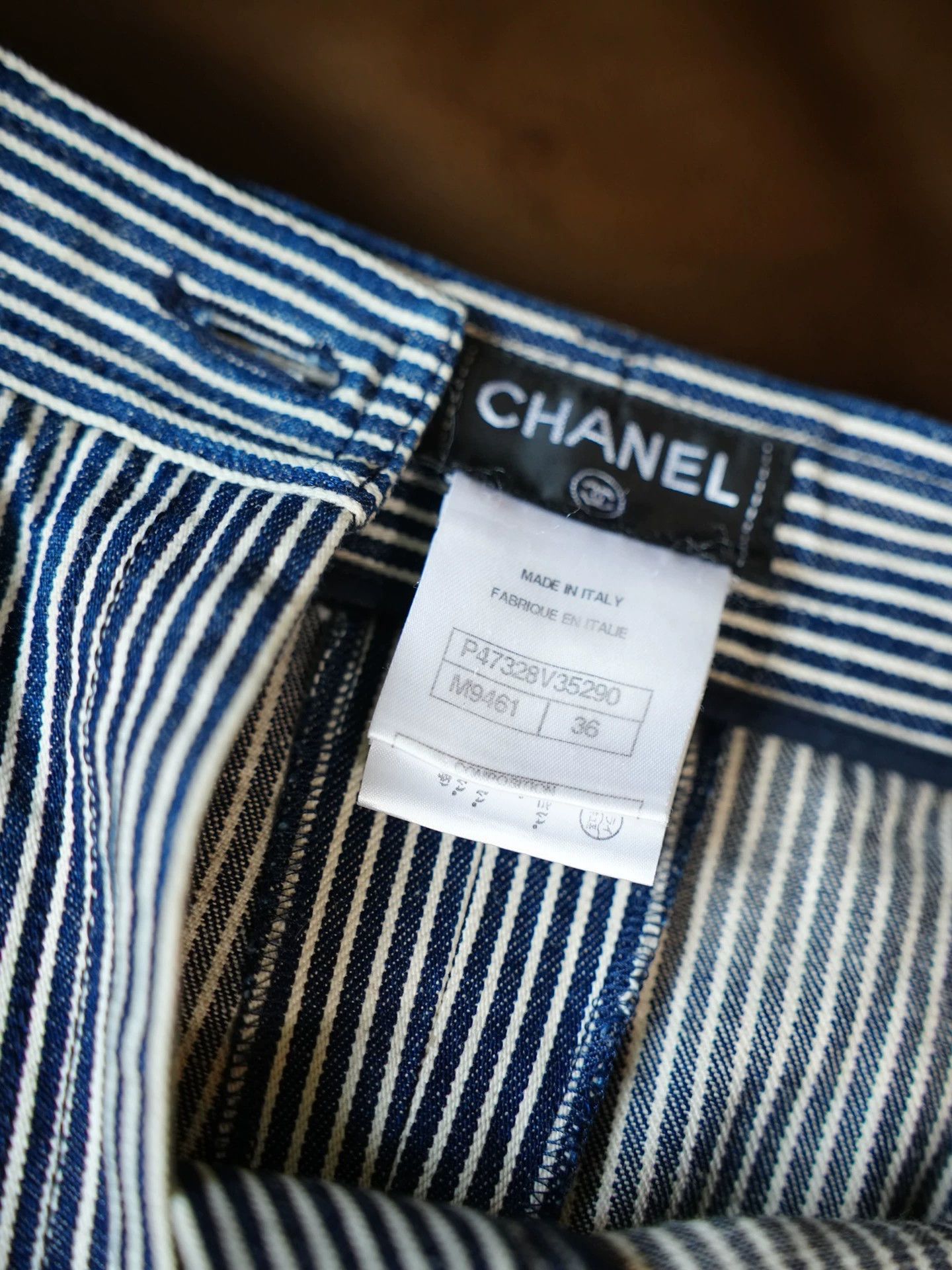Chanel Chanel Women's Cotton Striped Pants Fr36 Vintage Size 26" / US 2 / IT 38 - 4 Thumbnail