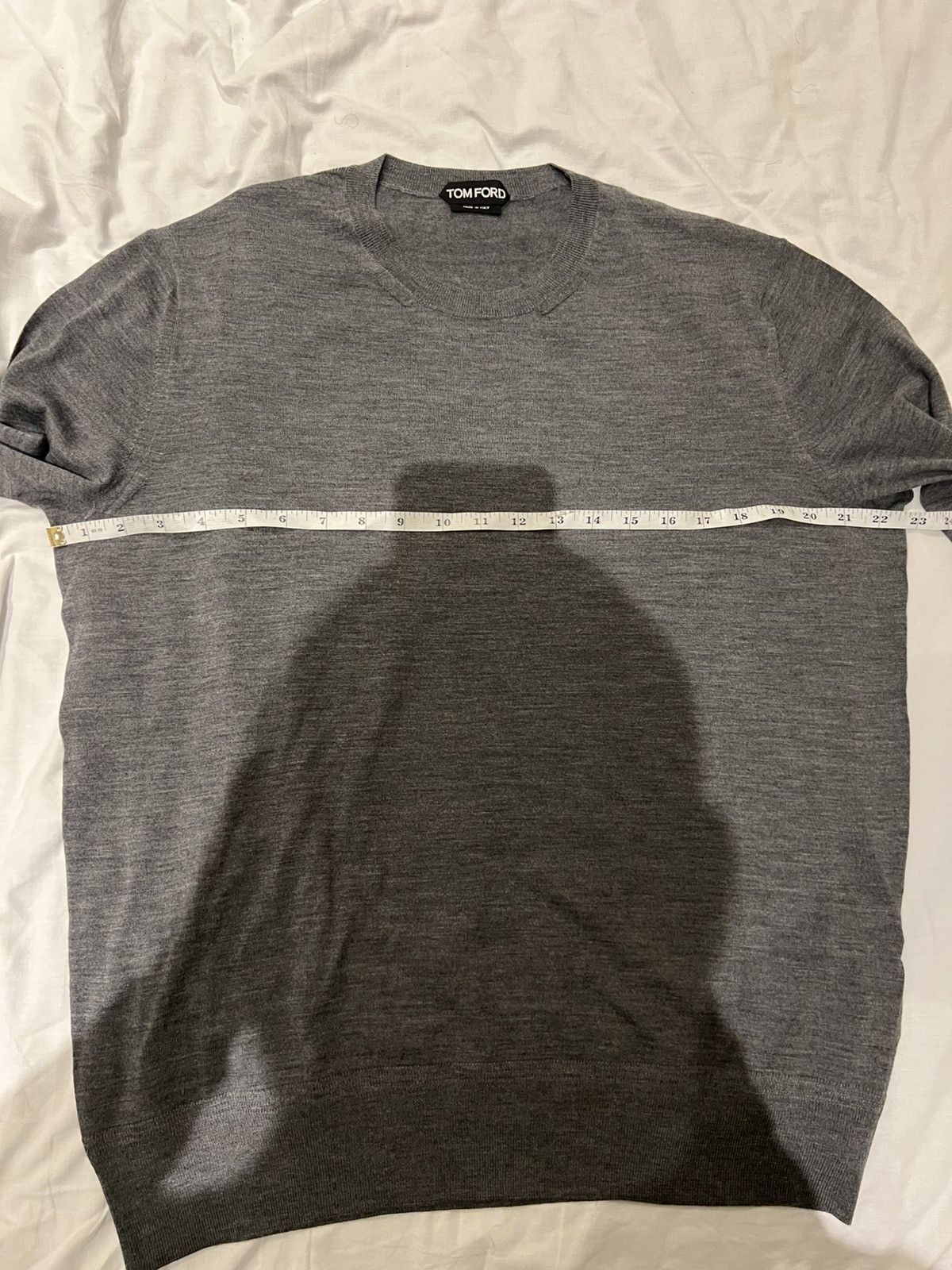 TOM FORD FINE GAUGE MERINO CREWNECK COLOUR CHARCOAL GREY 52