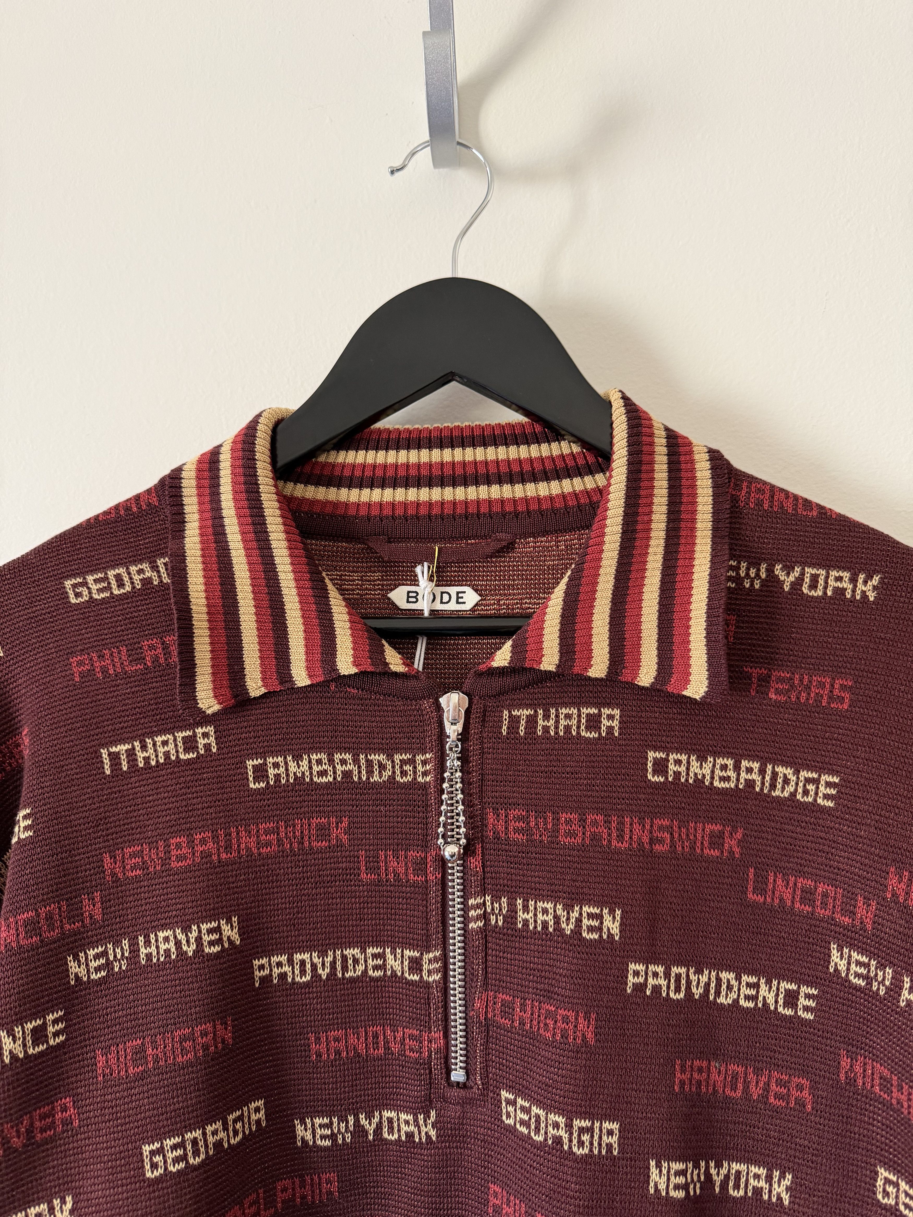 Bode Bode Gridiron Quarter Zip Sweater in Brown Size US L / EU 52-54 / 3 - 2 Thumbnail