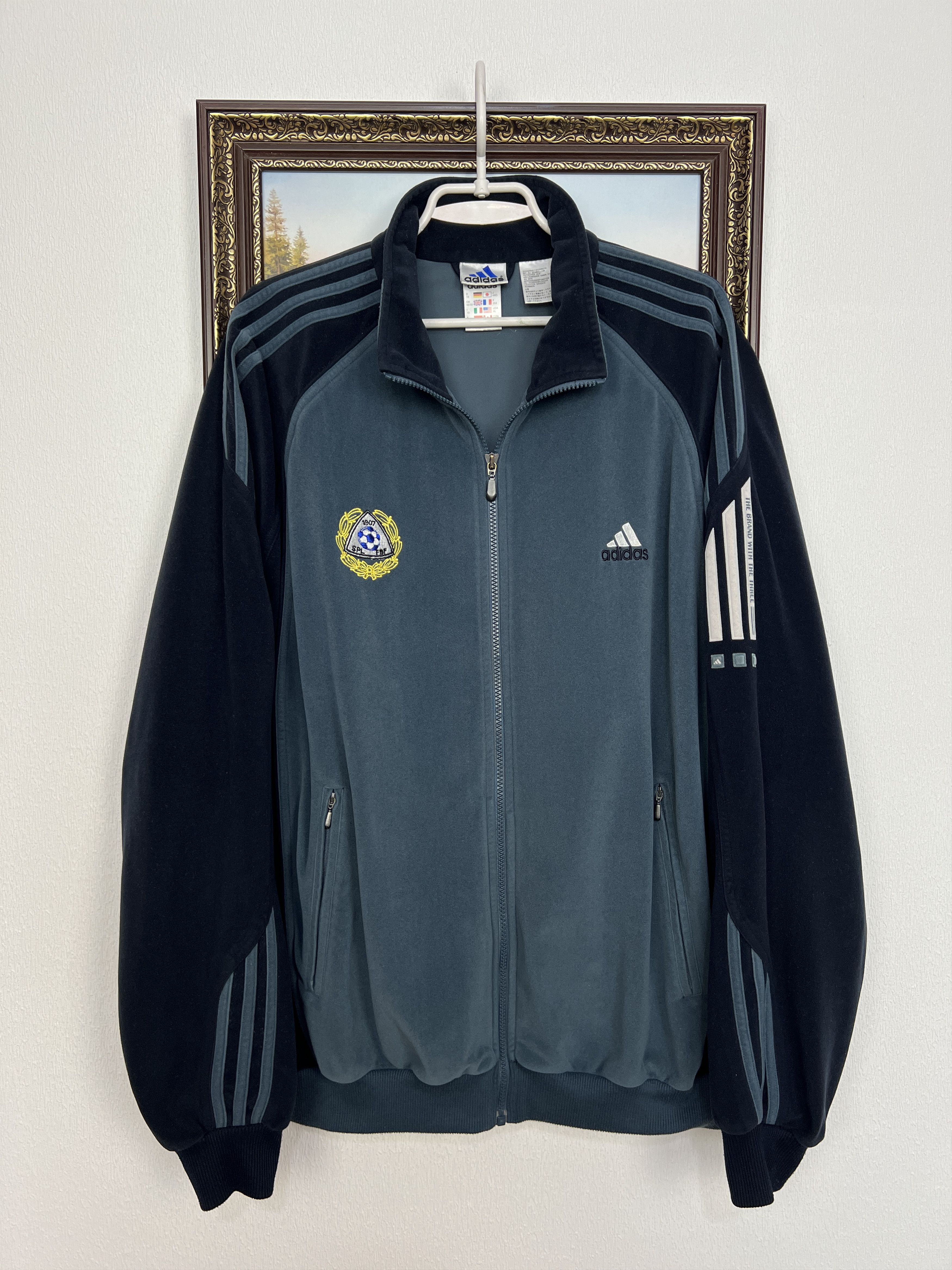 Adidas Vintage Finland Football Velvet Train Suit Jacket Pants Set Size US XL / EU 56 / 4 - 2 Thumbnail