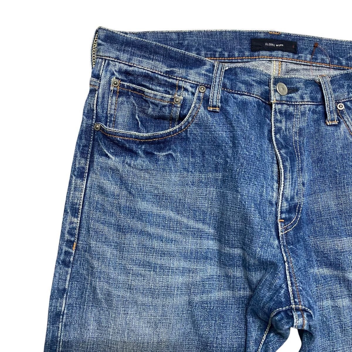 Japanese Brand GLOBAL WALK Distressed Denim Selvedge Jeans Size US 33 - 4 Thumbnail