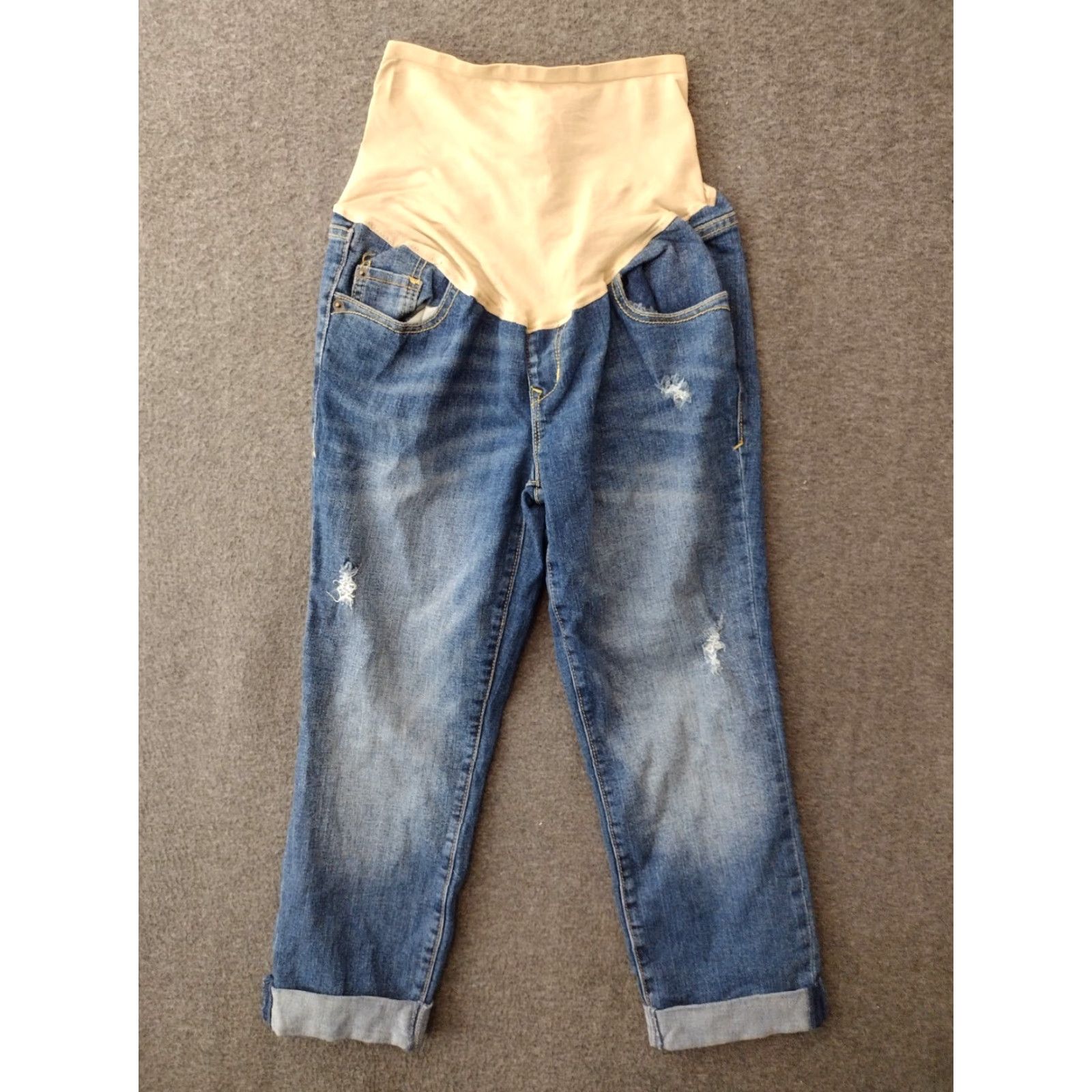 Old Navy Old Navy Distressed Cuffed Blue Denim Maternity Jeans Size 4 Size 27" / US 4 / IT 40 - 2 Thumbnail