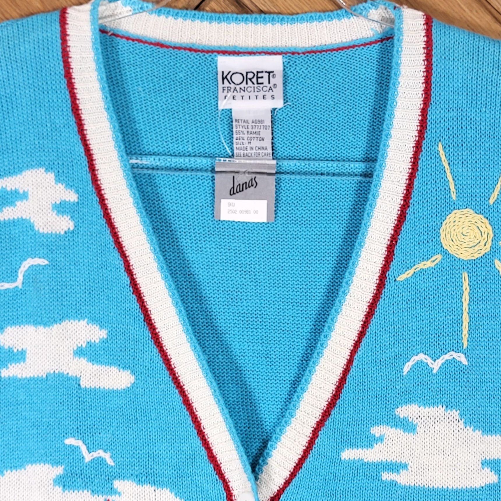 Vintage VINTAGE Koret Vest Shirt Womens PM Blue Beach Sailboat Knit Plaid Beaded Embroidered Sleeveless V-Neck Size M / US 6-8 / IT 42-44 - 2 Thumbnail