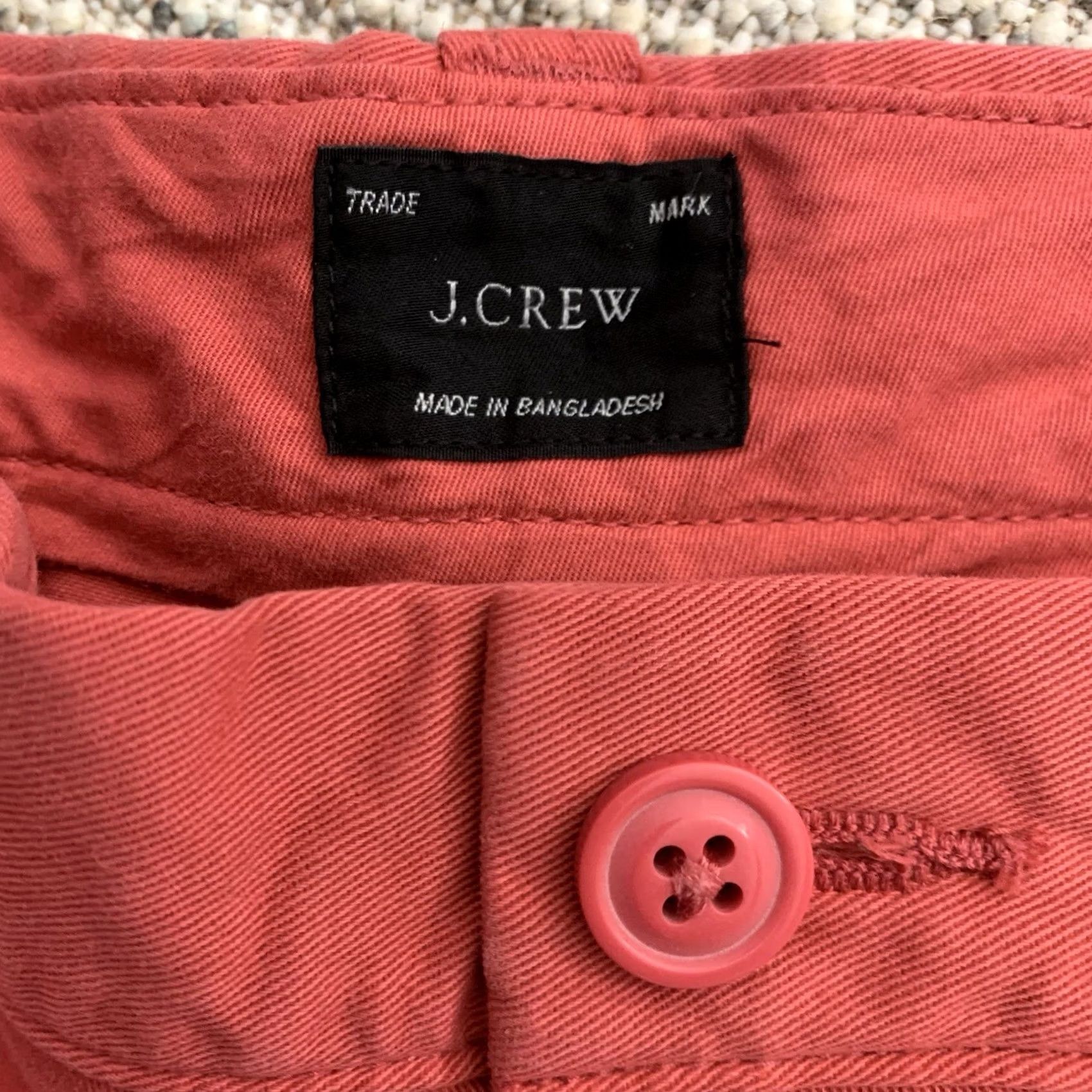 J.Crew J. Crew Chino Shorts Mens Size 33 Flat Front 9" Inseam 100% Cotton Red Solid Twill Breathable Casual Travel Workwear Button Pockets Regular Fit Navy? Size US 33 - 2 Thumbnail